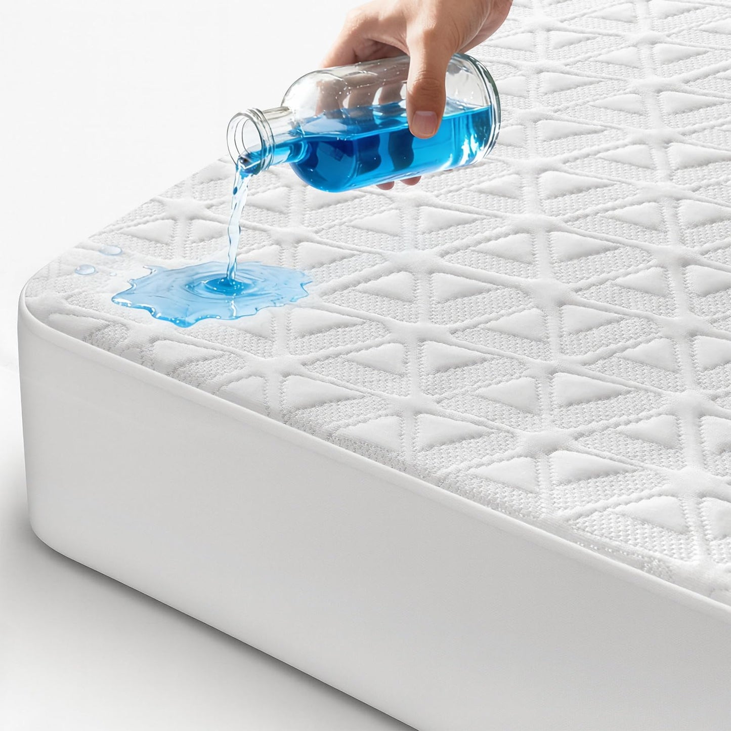 AVIKEN Waterproof Mattress Protector Queen Size, Soft Breathable Mattress Pad with Deep Pocket 8"-21", Noiseless 3D Air Fabric Cooling Mattress Cover for Bed, Machine Washable, White