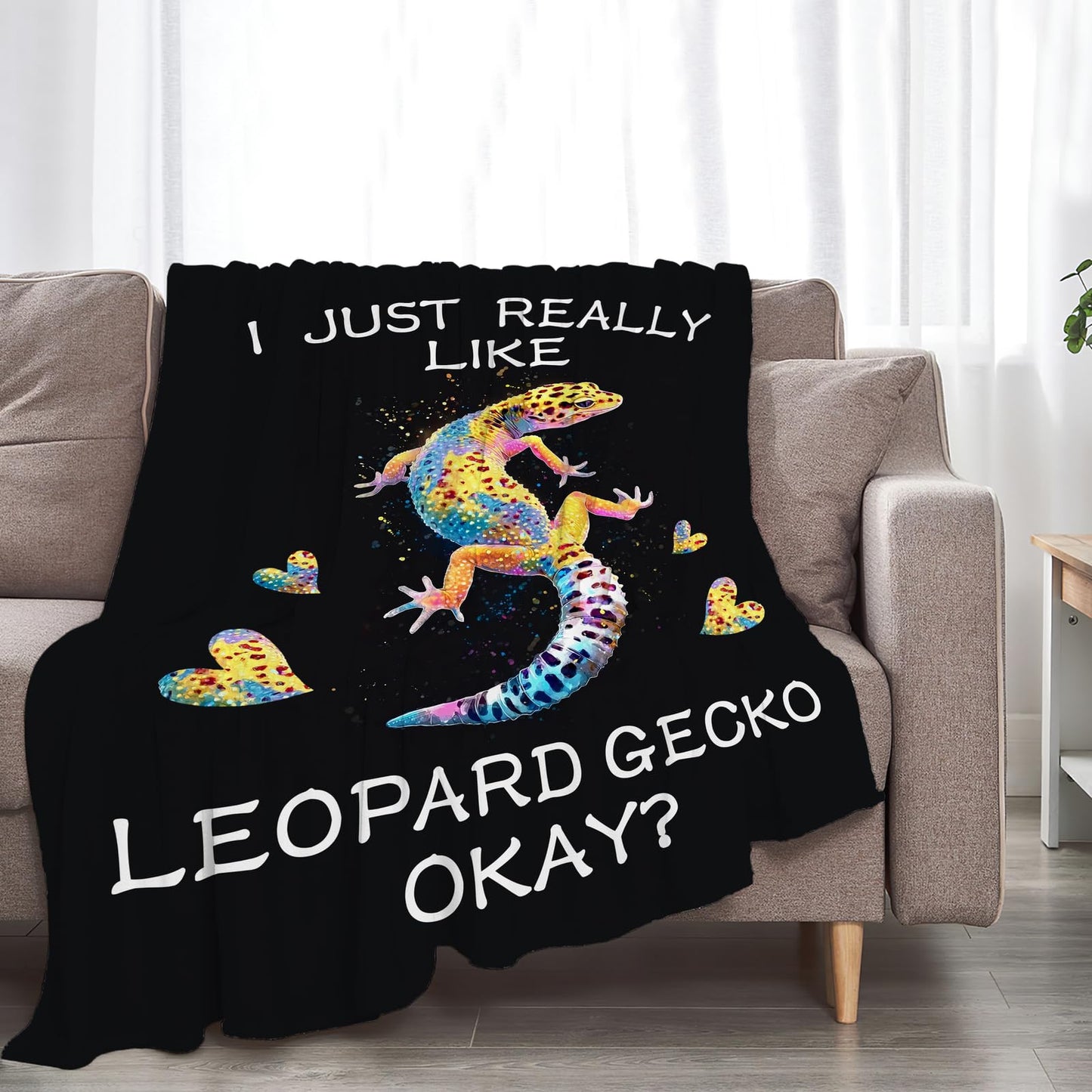 Leopard Gecko Blanket Soft Fuzzy Fleece Lizard Reptile Throw Blankets Decor Cozy Warm Plush Flannel Blankets Gifts for Boys Girls Men Women Home Chair Sofa Couch Bed 50"X40"