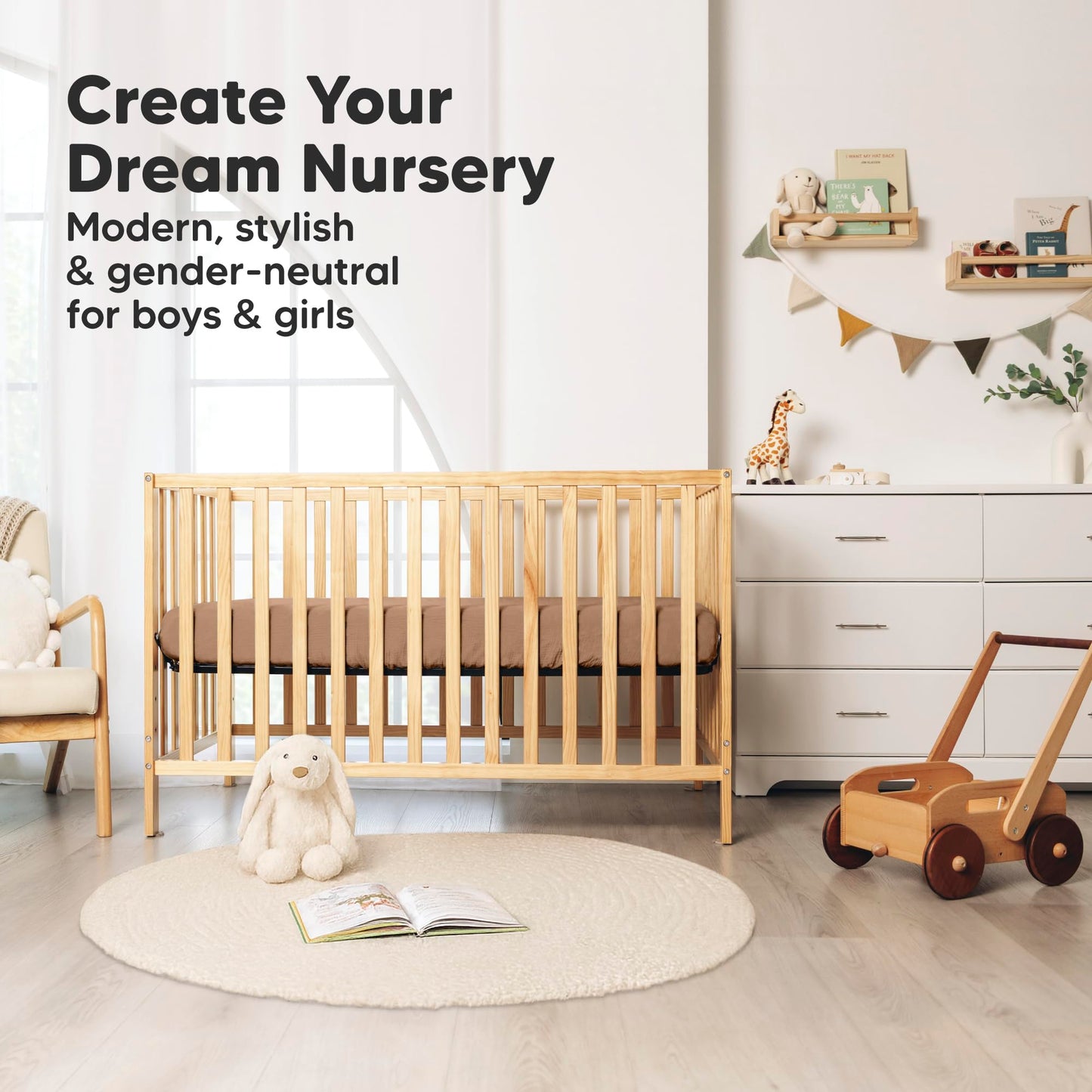 KeaBabies 2-Pack Muslin Crib Sheets for Boys, Girls - 100% Organic Cotton Fitted Baby Crib Mattress Sheet, Soft Breathable Standard Toddler Bed Cover Bedding Set, Neutral, Durable 52x28 (Russet)