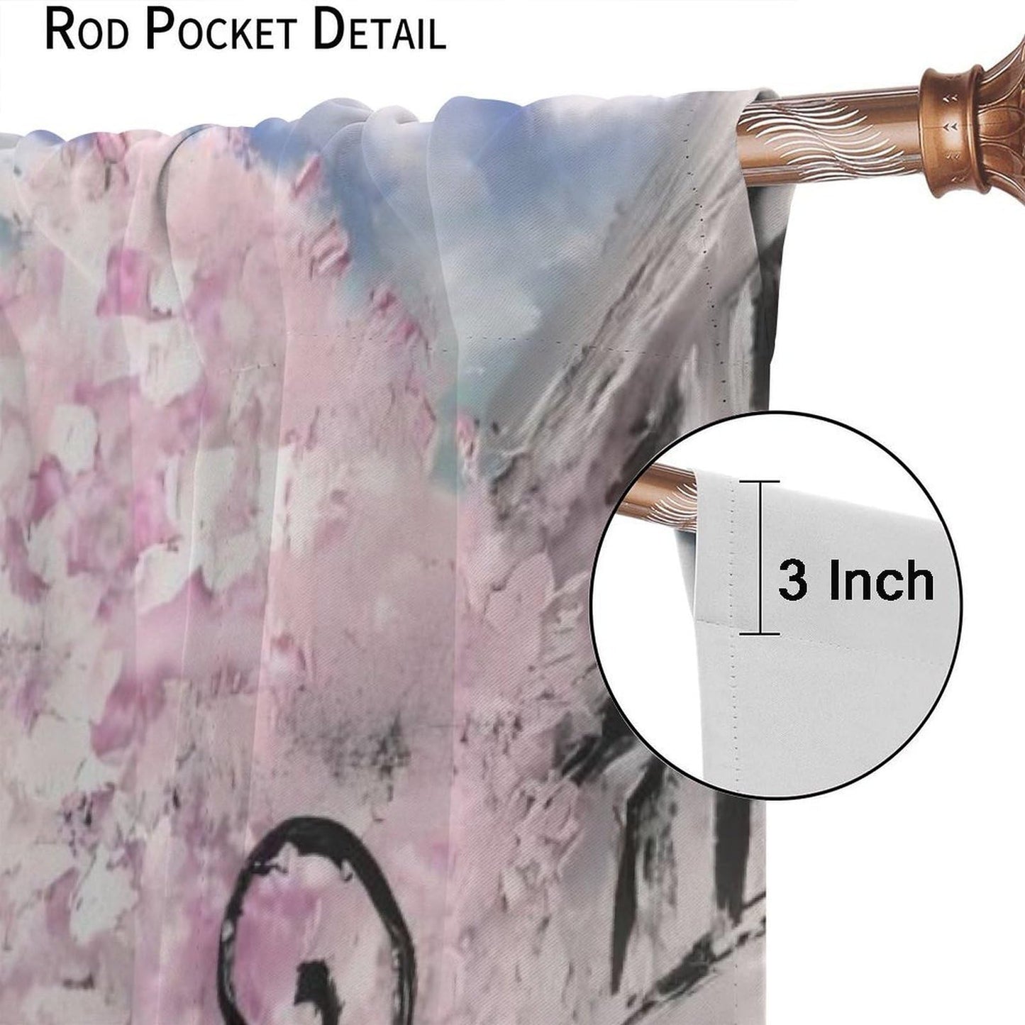 French Eiffel Tower Curtains Paris City Architecture Pink Themed Romantic Decor Oil Painting Style Rod Pocket Window Treatments For Living Room Girls Women Bedroom 2 Panels Set 41" x 45" （No Blackout）