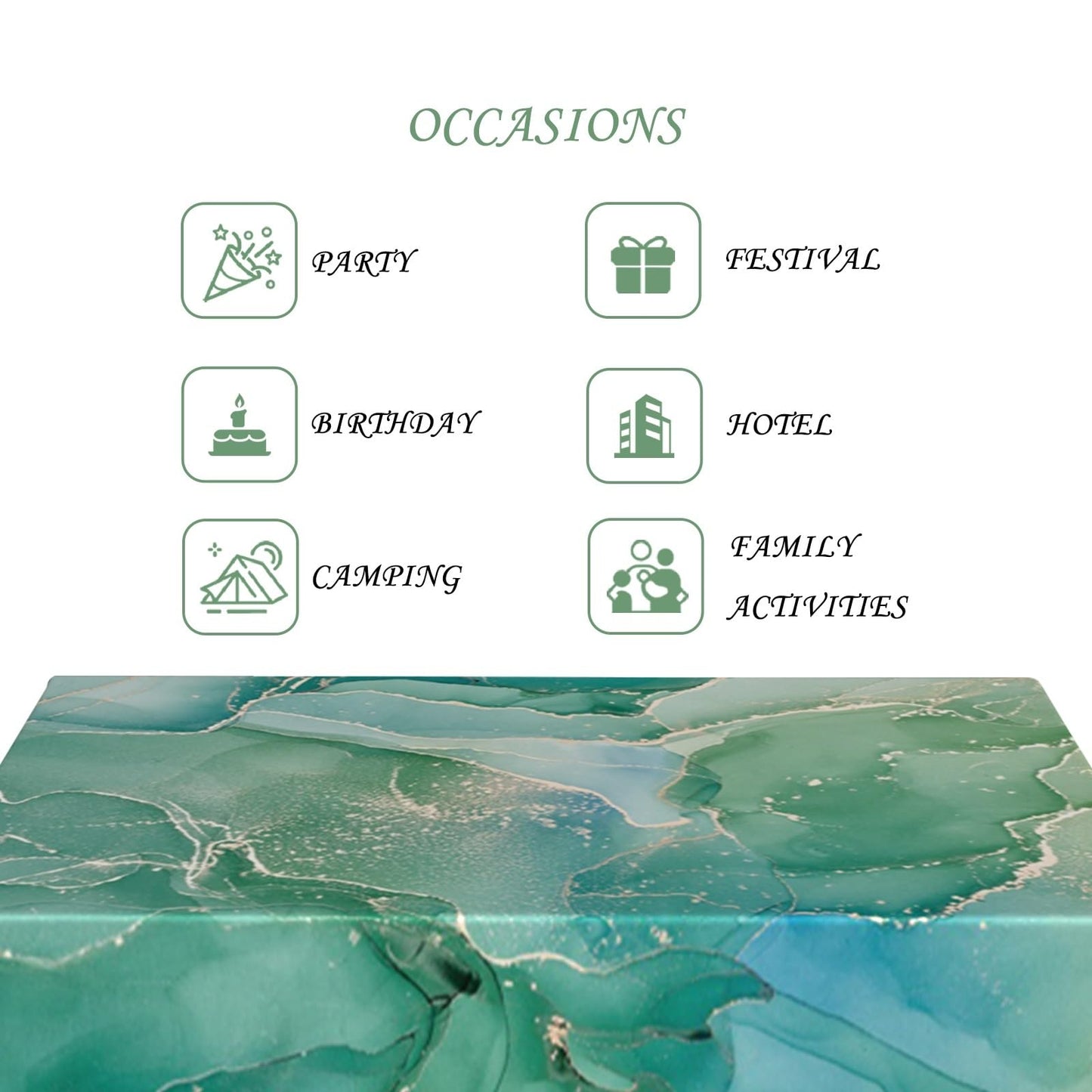 ggaimwf 60x102 Inch Marble Texture Rectangle Tableclot Teal Green Gold Abstract Fluid Art Modern Luxury Style Table Cloth Waterproof Wrinkle Free Table Cover for Home Kitchen Dining Patio Banquet