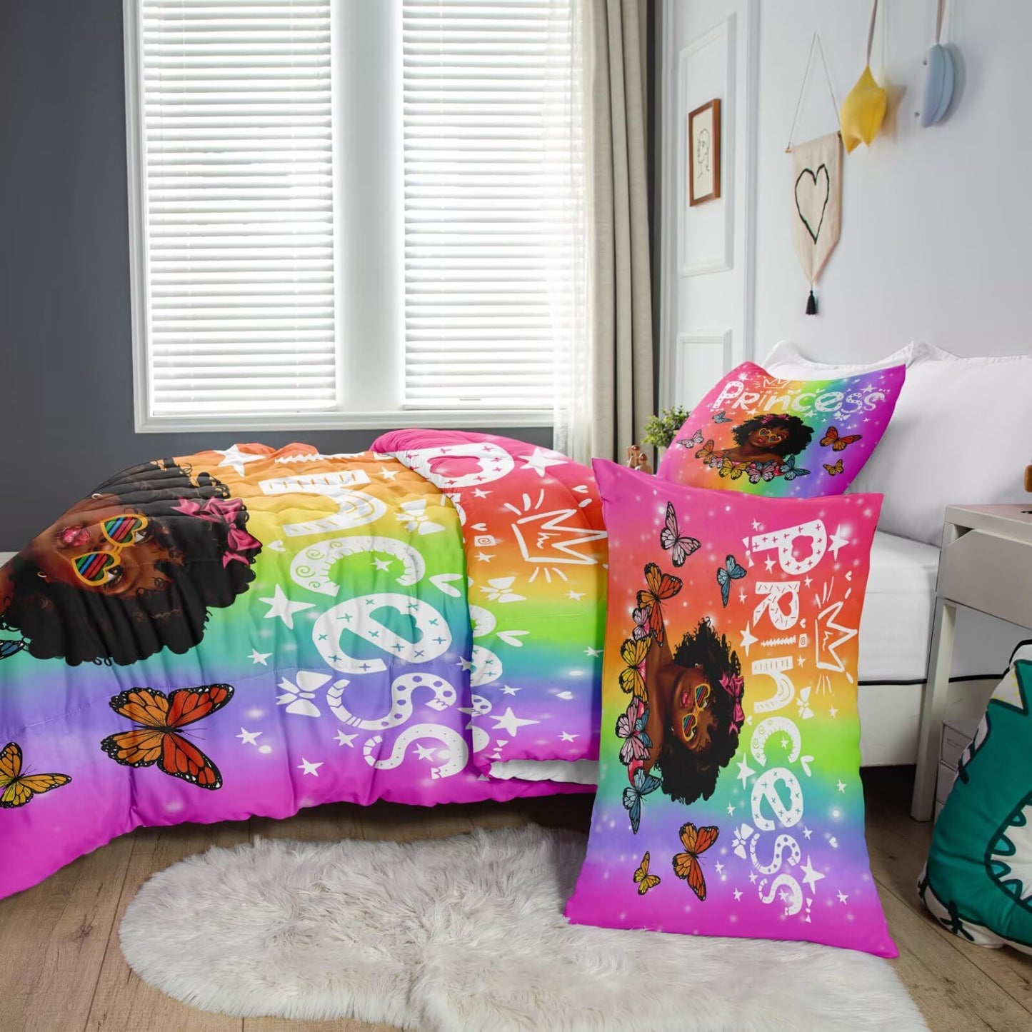 GRAT TIOC Black Girl Comforter Set Twin for Kids Teens,Girls Comforter Set for Melanin,Black Girl Magic Bedding Set,Afro Kid Bed Bedroom Set
