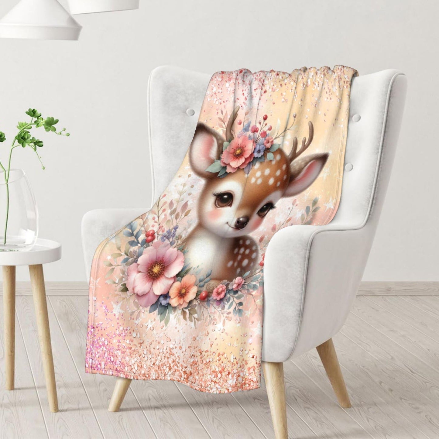 Deer Blanket for Kids - 30" x 40" Deer Print Blankets Gifts for Girls - Toddler Soft Throws Stuff for Couch, Sofa