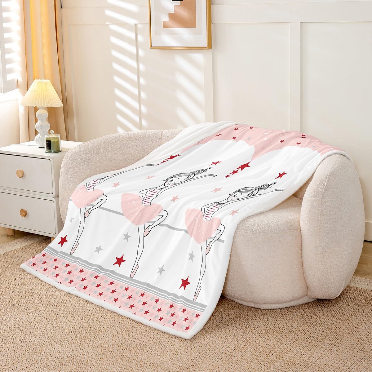 Feelyou Ballet Plush Blanket for Kids Boys Girls - Dance Sports Theme Sherpa Fleece Throw - Soft Microfiber Fuzzy for Sofa Bed Couch, 40x50 Inches