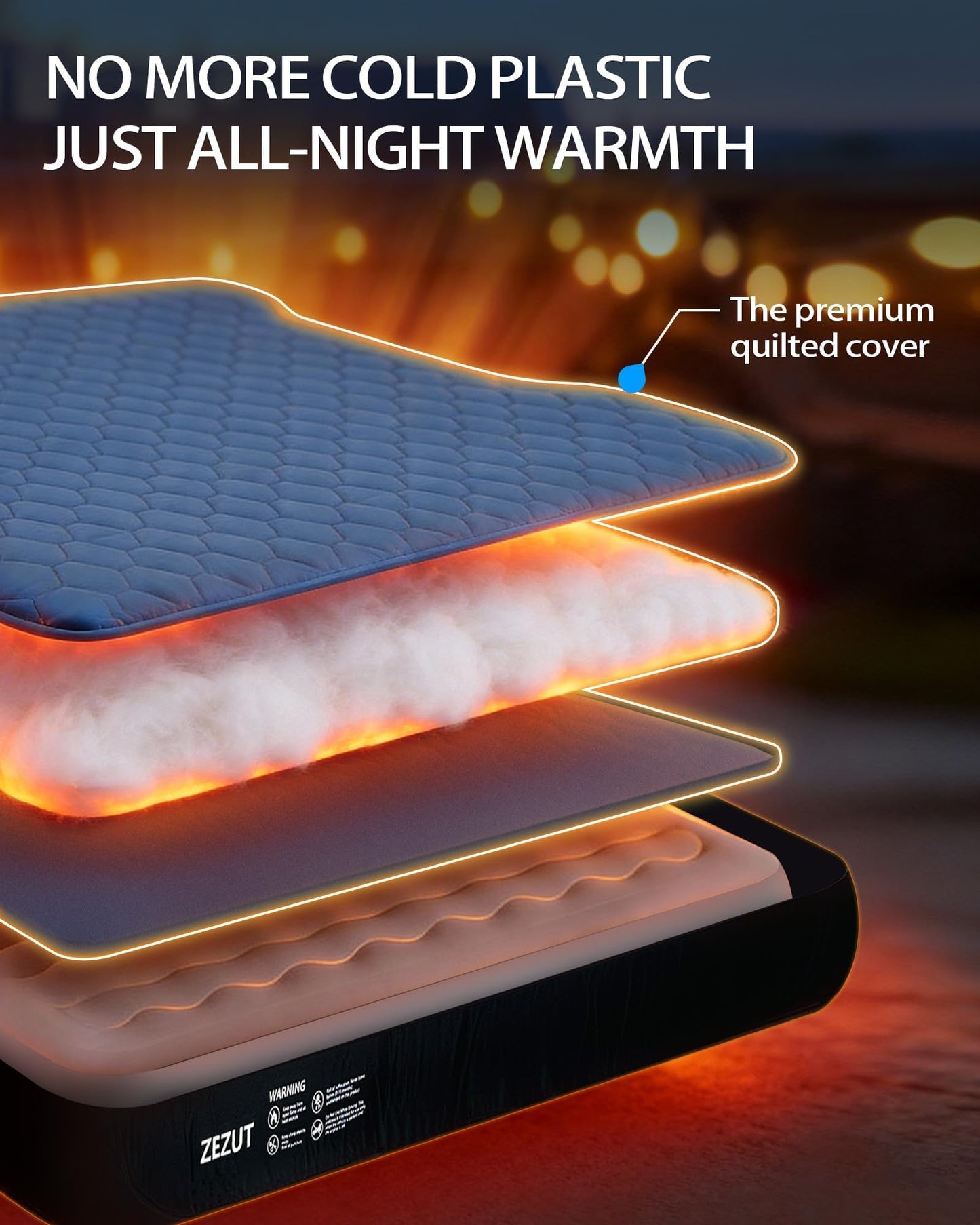 ZEZUT Truck Bed Air Mattress for 5.5-5.8 ft Full-Size Short Truck Beds, Built-in Rechargeable Pump, Soft Fabric Cover for Comfort & Protection, Carry Bag & Repair Kit, for Camping Travel