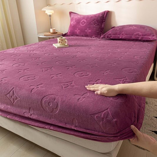 Milk Velvet Fitted Sheet, Thickened Elastic Bed Sheets, Luxury Soft Fuzzy Bottom Sheet, Machine Washable and Non-Fade Mattress Cover, Various Sizes(Pink,2*Pillow Cover)
