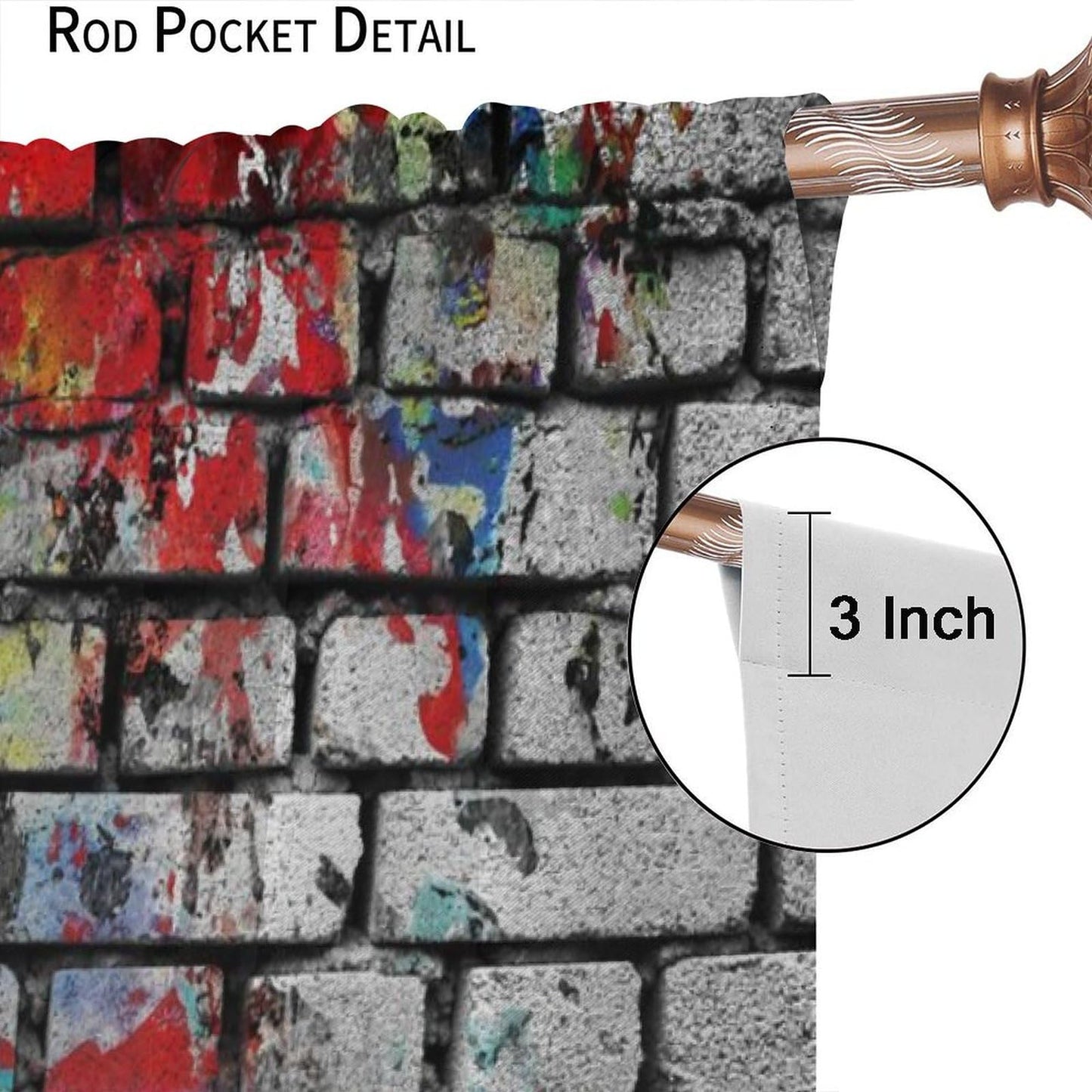ICMOLYYENLO Vintage Stone Brick Wall Curtains Rustic Marble Geometric Rock Farmhouse Blackout Curtains for Bedroom Living Room Privacy Insulation Curtains 42x44 Inch