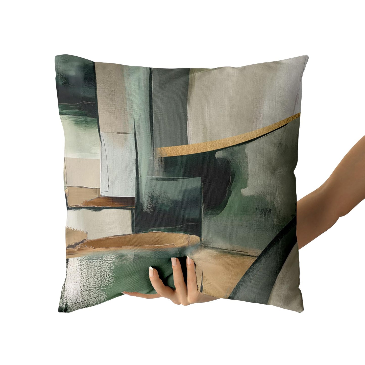 Giwawa Sage Green Gold Pillow Covers Abstract Green and Gold Throw Pillow Covers Set of 2 Modern Minimalist Square Pillow Case for Sofa Bed Living Room Home Decor 18 x 18 Inches