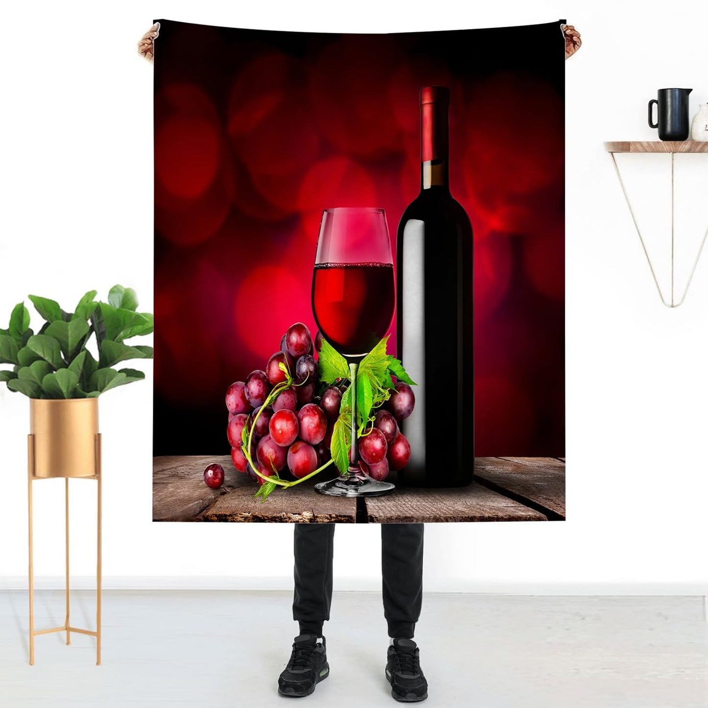 Red Wine Blanket 40" x 50" Grapes Romantic Wedding Glasses Super Soft Bedding Fleece Throw Blanket Microfiber Flannel Blankets Couch Sofa Warm Lightweight for Boys Girls