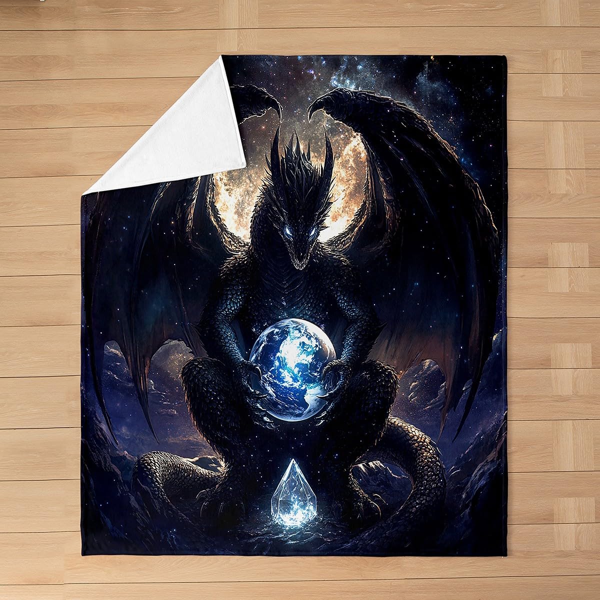 Feelyou Dragon Plush Throw Blanket Queen 90"x90" Dragon Stuff Flannel Fleece Blanket for Boys Girls Teens Wild Life All Season Bed Blanket Dragon Decor Blanket Room Decor Black