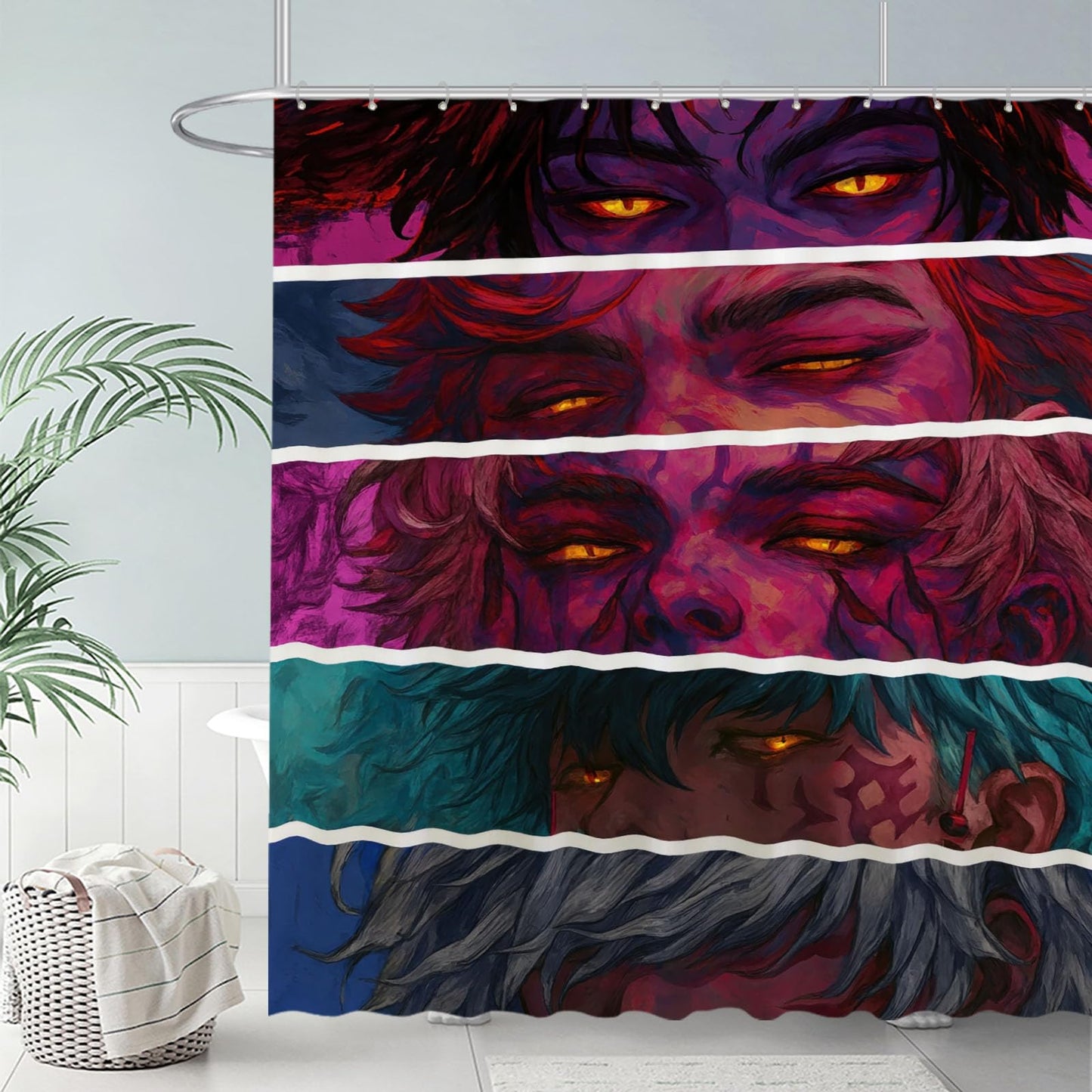 Funnytree 72"X72" Fiery Soul Vision Shower Curtain Crimson Hair Motion Bathroom Decor Waterproof Fabric Durable Easy Care Washable(Hooks Not Included)