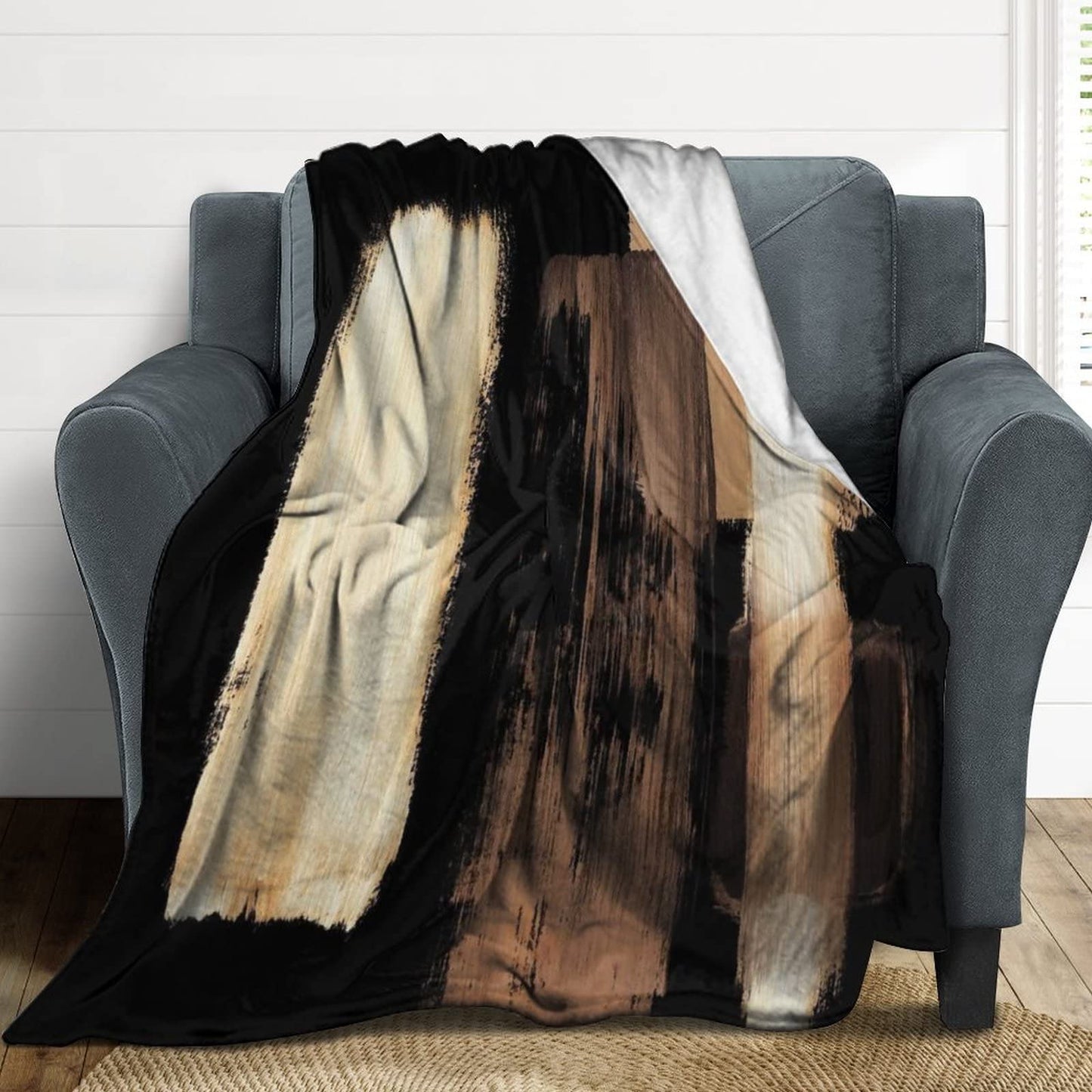 Black Brown Flannel Fleece Throw Blankets 50"X40" Lightweight Fluffy Winter Fall Blanket Cozy Soft Fuzzy Plush Home Decor for Couch Bed Sofa Bedroom Living Room Travel