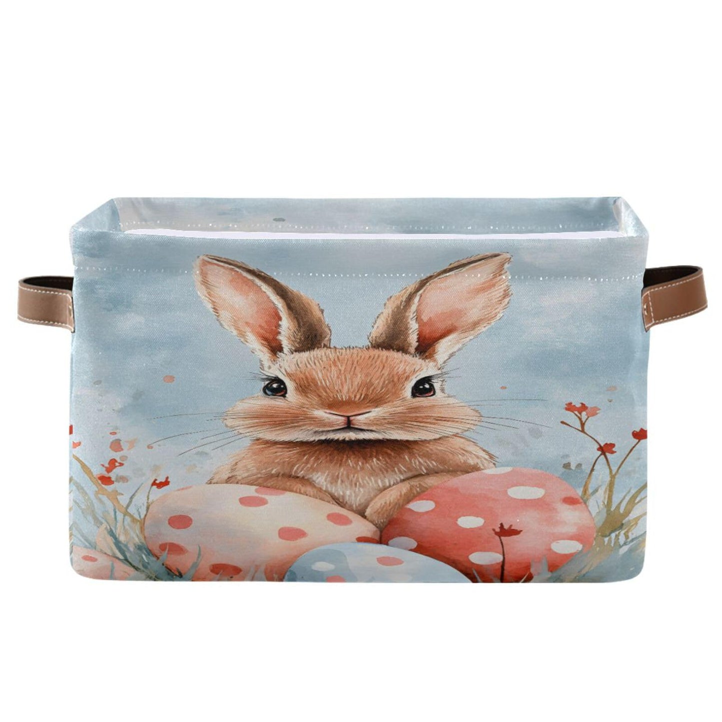 senya Easter Storage Basket, Easter Rabbit Bunny K Foldable Fabric Collapsible Storage Bins Organizer Bag for Storage Clothes