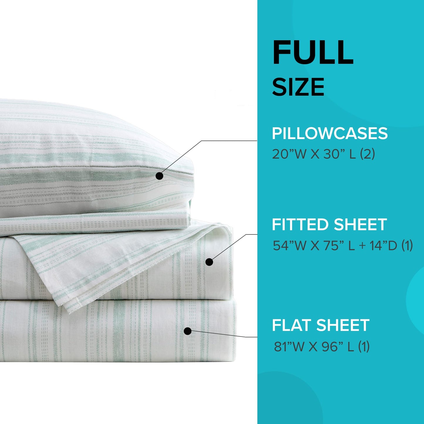 Comfort Spaces 100% Cotton Sheet Set Breathable, Lightweight, Soft with 14" Elastic Pocket Fits up to 16" Mattress, All Season Cozy Bedding, Matching Pillow Case, Full Good Vibes 4 Piece