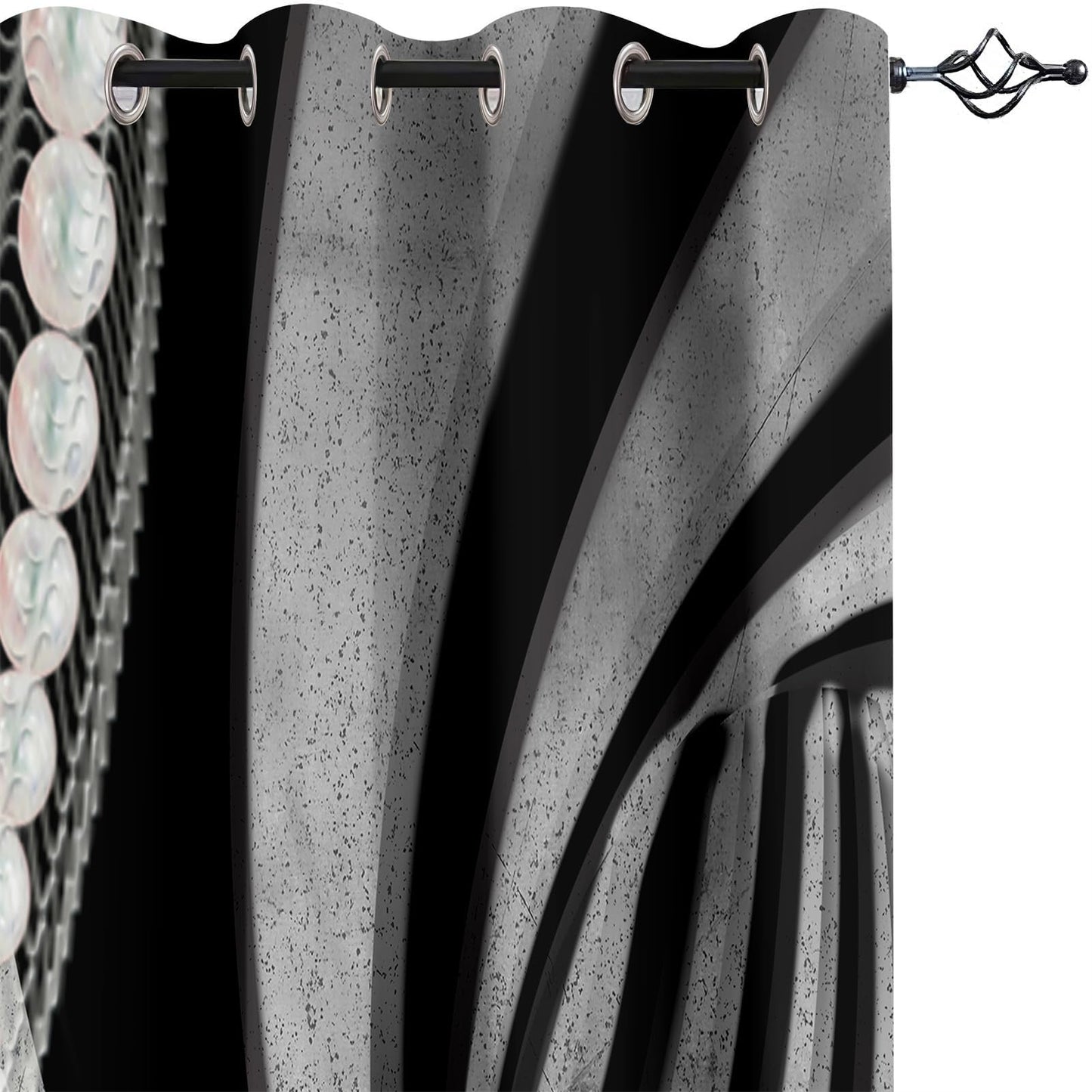 Black Blackout Curtains 63 inch Long 2 Panels 52x63, 100% Light Blocking Grommet Window Drapes, Black Out Thermal Insulated Modern Abstract Black Grey Swirl Pattern Curtains for Bedroom Living Room