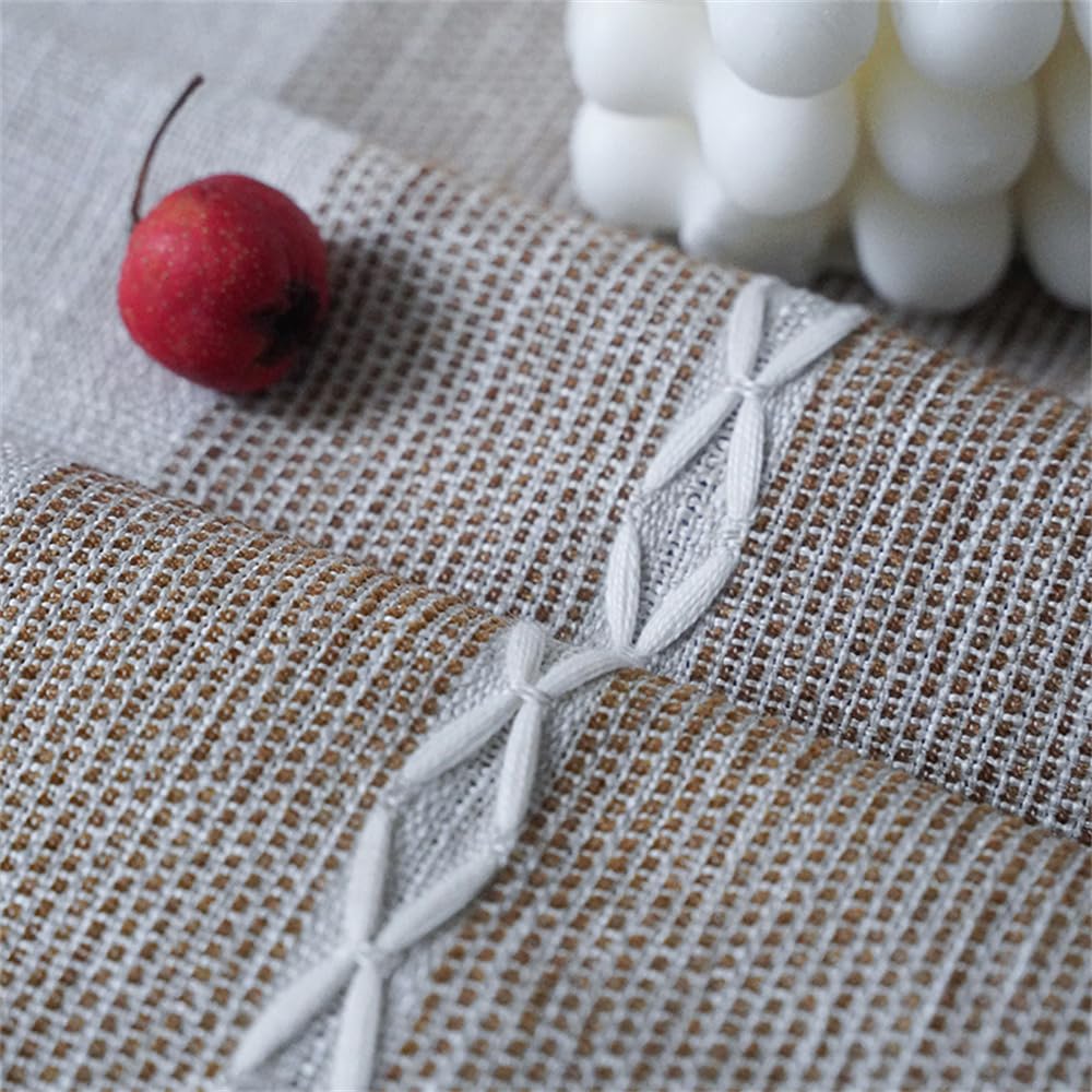 FMIYJUN Rectangle Cotton Tablecloths Linen Waterproof Tablecloth Burlap Embroidered Fabric Table Cloths for Kitchen Dining Party Wedding Tables Coffee Lines 55 x 70 Inch