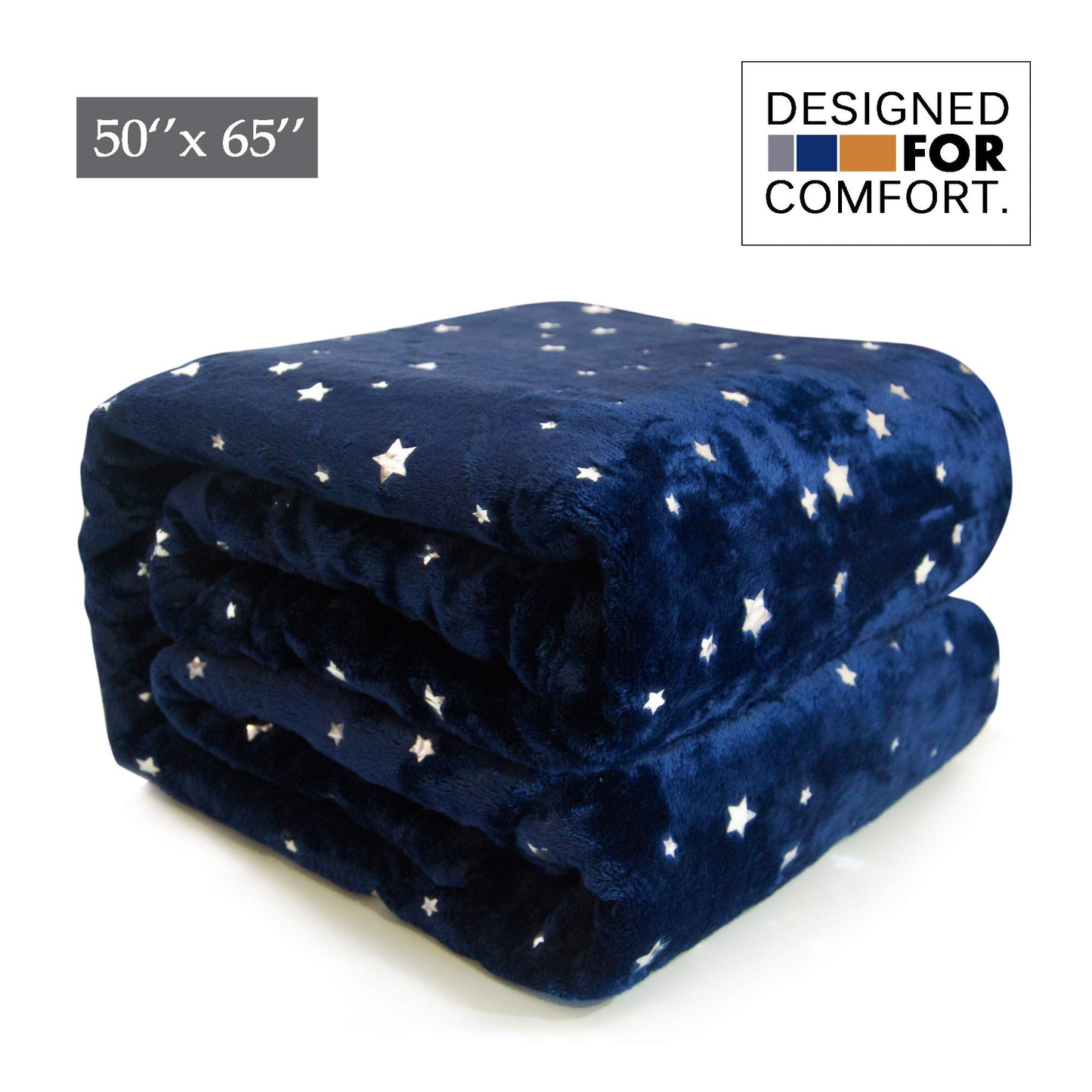 NANPIPER Throw Blanket, Ultra Soft Thick Microplush Bed Blanket, All Season Premium Fluffy Microfiber Fleece Throw for Sofa Couch Throw (50"x65", Navy Blue)