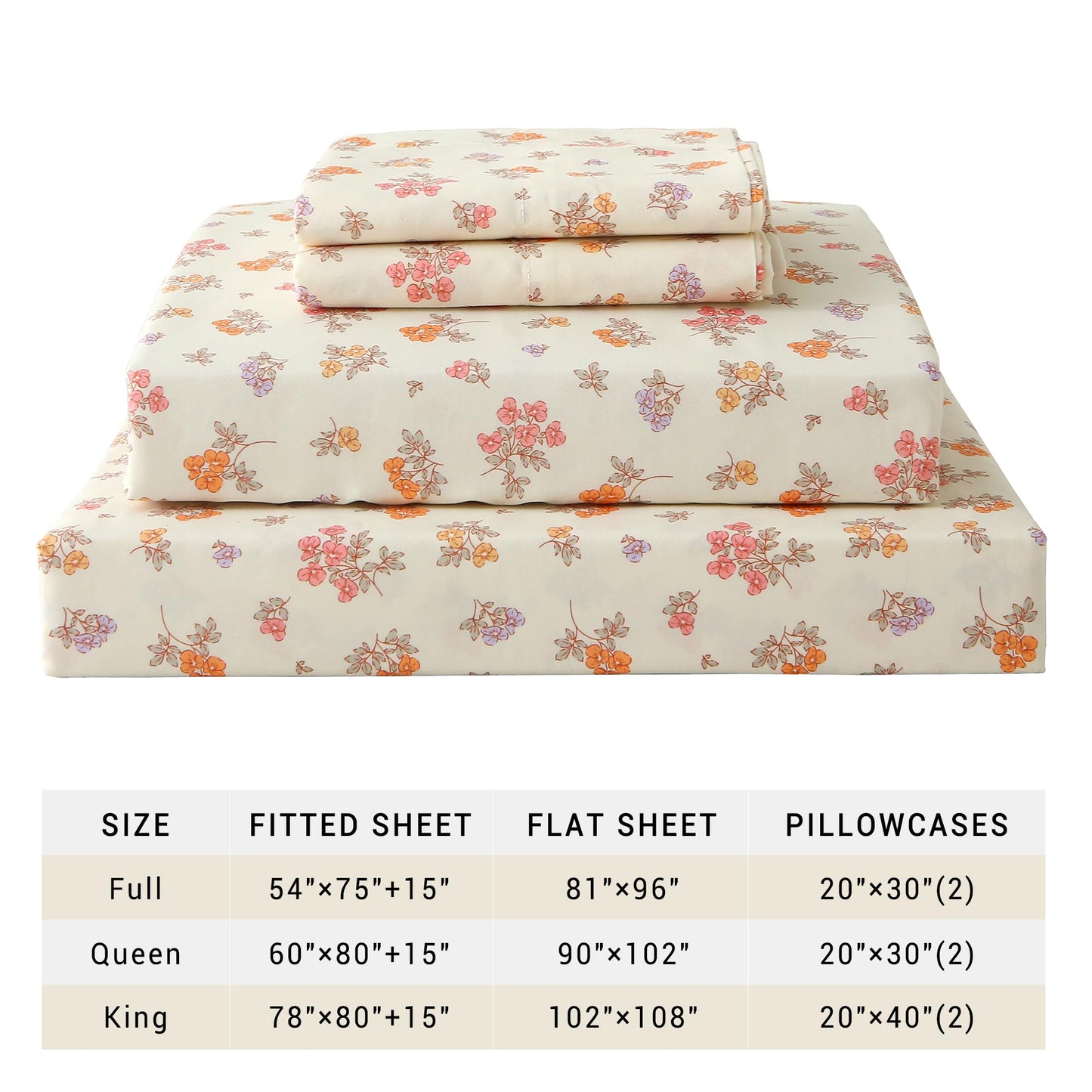 Viviland Floral Twin Sheet Set - 3 Piece Vintage Yellow Boho Flower Patterned Bed Sheets - Soft, Breathable Microfiber Sheets with Deep Pocket, Non-Slip Fitted Sheets & Pillowcases