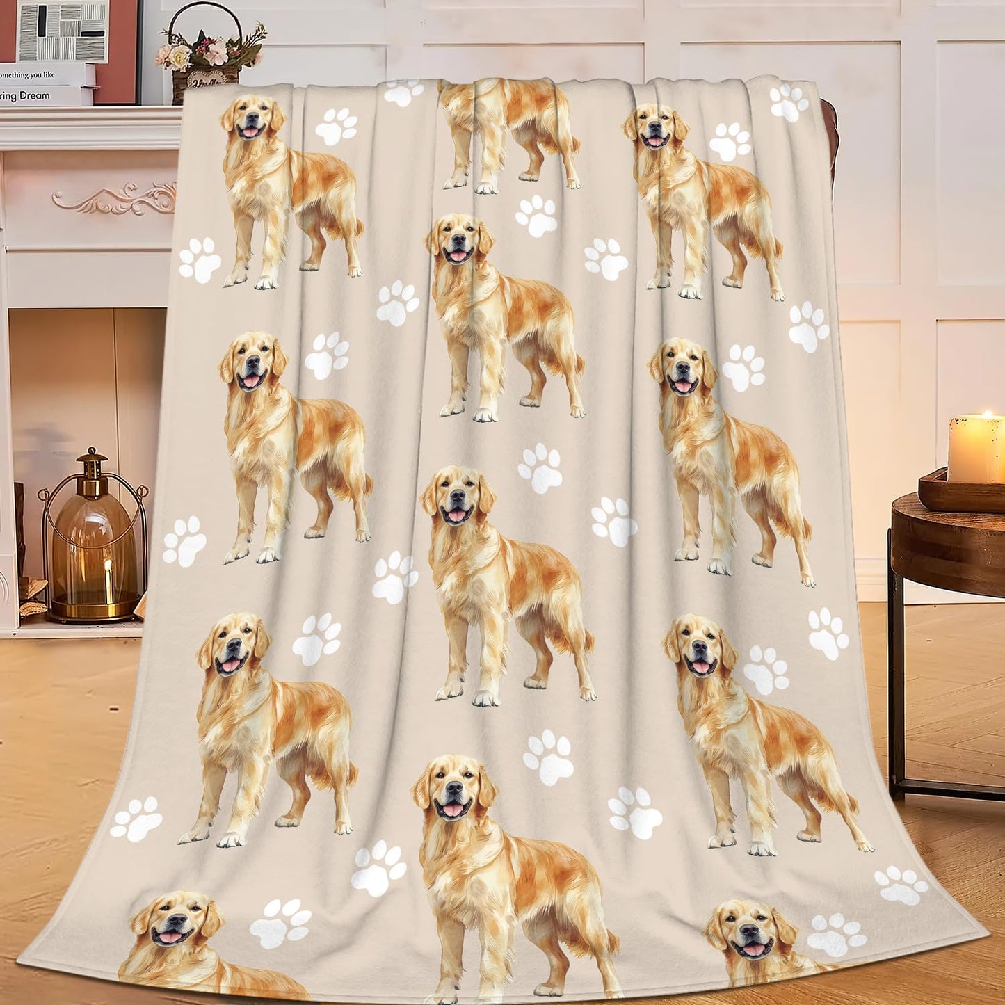 Golden Retriever Dog Throw Blanket Golden Retriever Dog Lover Flannel Blankets Fuzzy Plush Super Soft Cozy Warm Decor Gifts for Boys Girls Kids Adults Men Women 40" x 50"