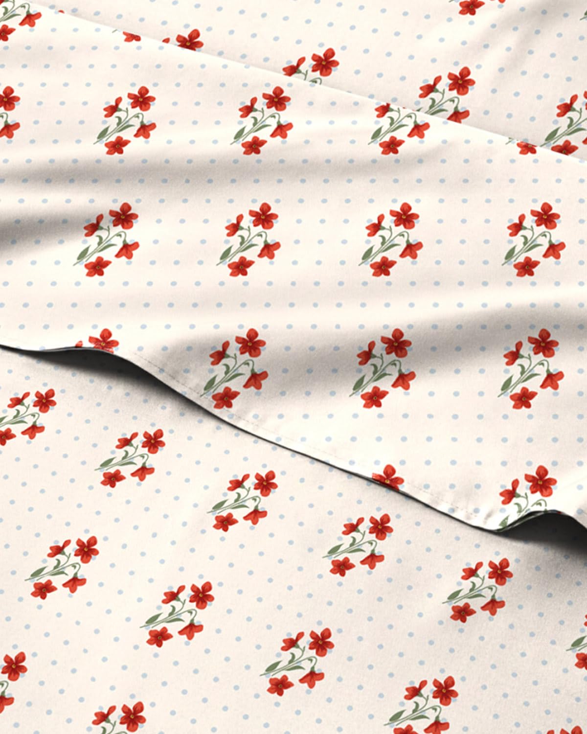 Floral Sheets - Flower Print Bed Sheet Set - 1 Flat, 1 Fitted & 2 Pillowcases w/ Deep Pockets - Comfy, Cozy, Wrinkle & Fade-Free - Boho Botanical Bedding - Soft, Breathable & Cooling - King Size Set