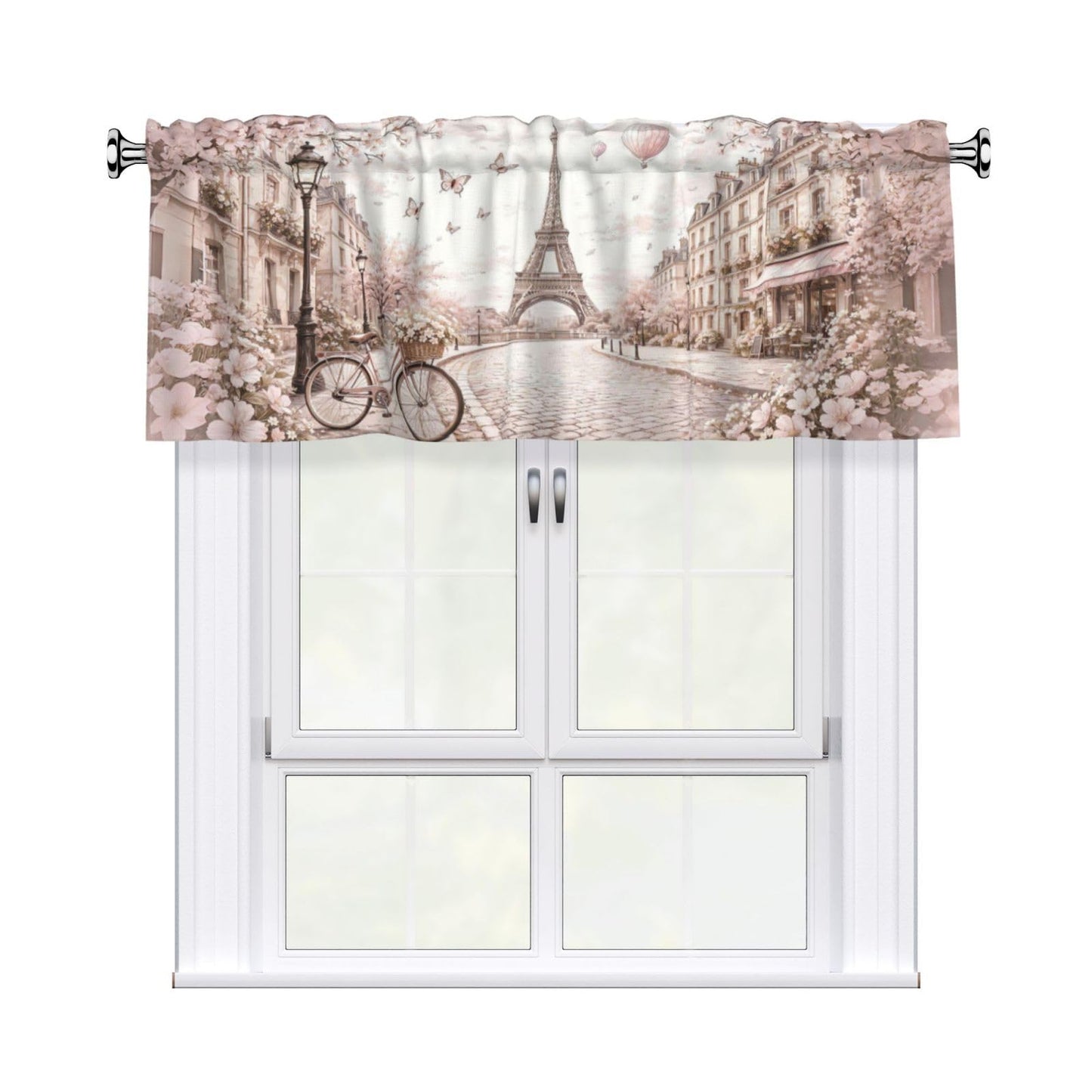 VeySlHio Romance Paris Curtain Valance 54x18 Inches Window Treatment Rod Pocket Valance for Kitchen Bathroom Bedroom