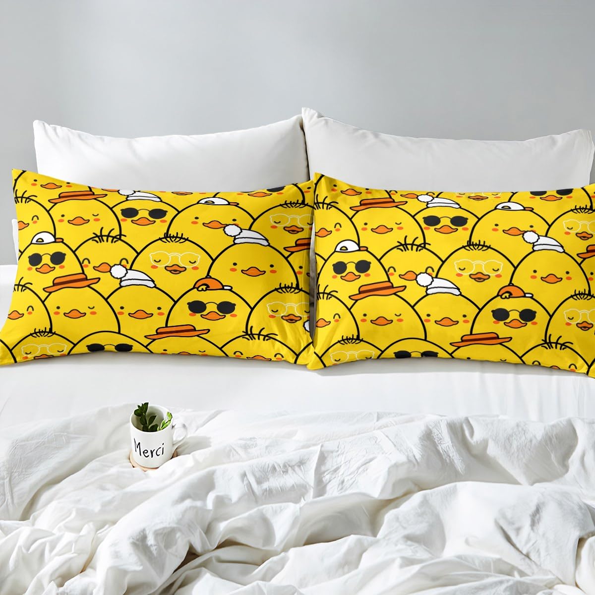 Erosebridal Cute Duck Sheet Set Full,Cartoon Yellow Duck Bed Sheets for Kids Boys Girls,Lovely Yellow Chicken Bedding Set,Farmhouse Animal Fitted Sheet + Top Sheet + 2 Pillowcases Wrinkle Free