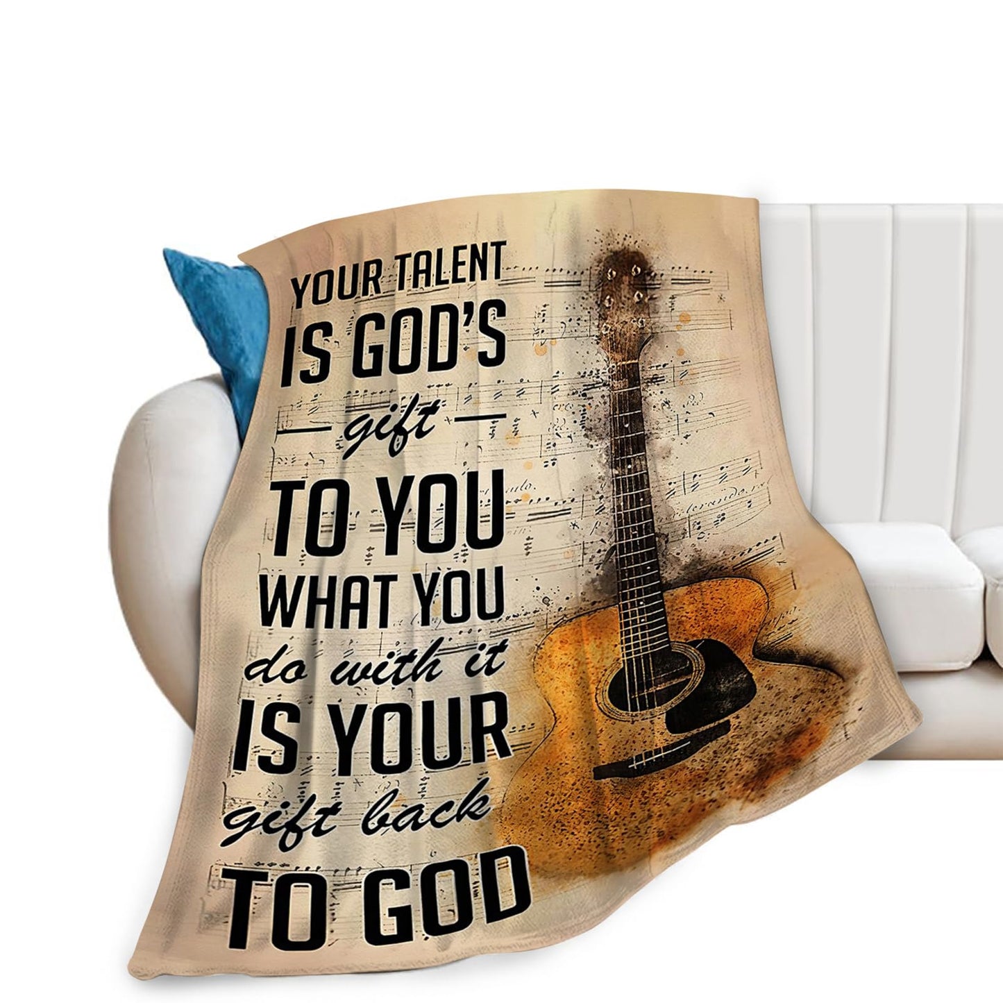 Tijuboni Guitar Music Throw Blanket Guitar Gifts for Girls Boys Women Men Kids Adults Soft Flannel Fleece Blanket for Couch Sofa Bed Home Decor 40"x50"