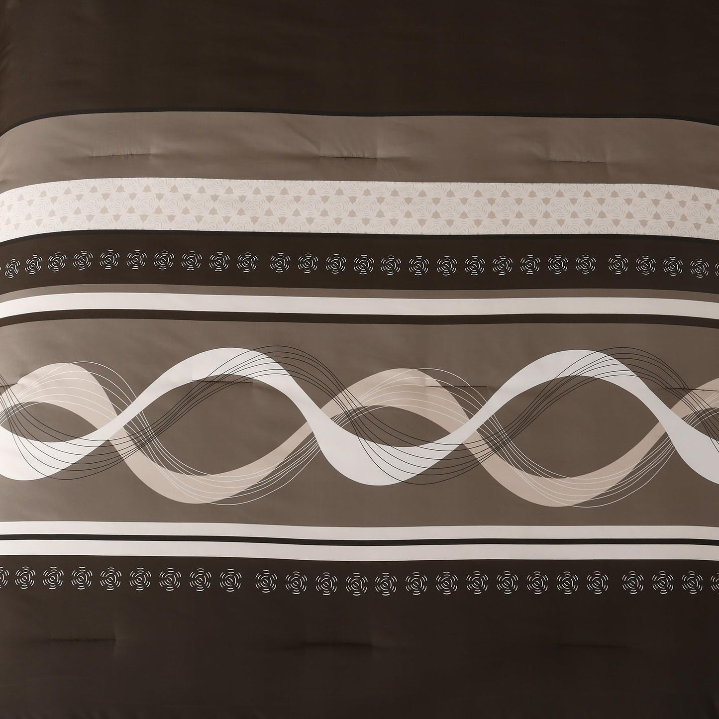 Anibedding Boho Comforter Set,8 Pieces Bed in a Bag Patchwork Striped Comforter Set,Brown Bed Set Queen Size, Soft Microfiber Boho Bedding Set for All Season(90"×90")