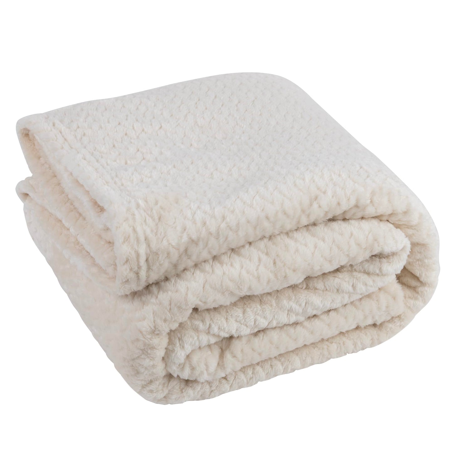 Waffle Knit Textured Throw Blanket Soft for Couch, Sofa, Twin Bed, Kids, Adults, 50” x 60” Chenille Knit Blanket, Boho Throw Blanket for Home Decor 250 GSM (Creamy White)
