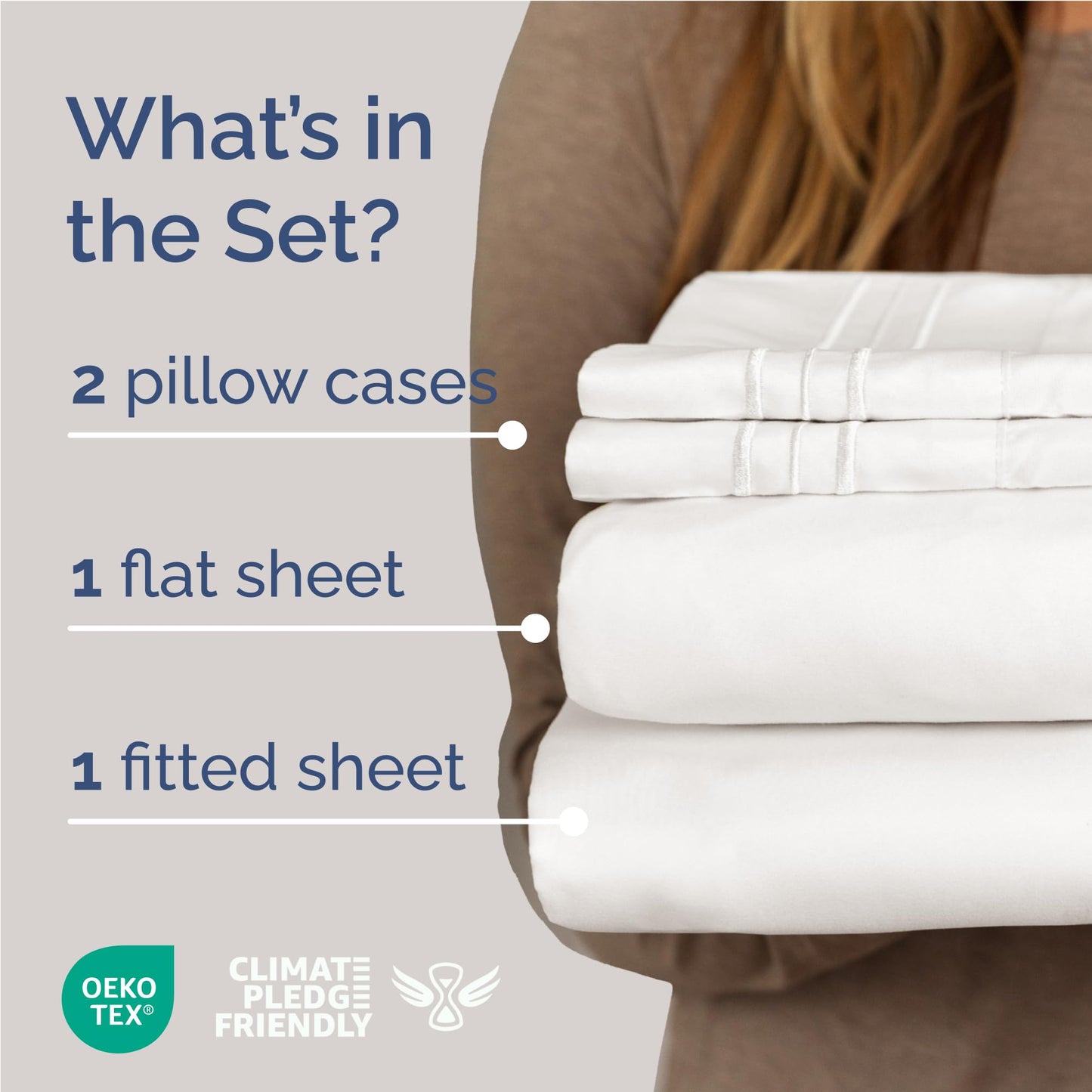 Full Size 4 Piece Sheet Set - Comfy Breathable & Cooling Sheets - Hotel Luxury Bed Sheets for Women & Men - Deep Pockets, Easy-Fit, Extra Soft and Wrinkle Free - Antique White Oeko-Tex Bed Sheet Set