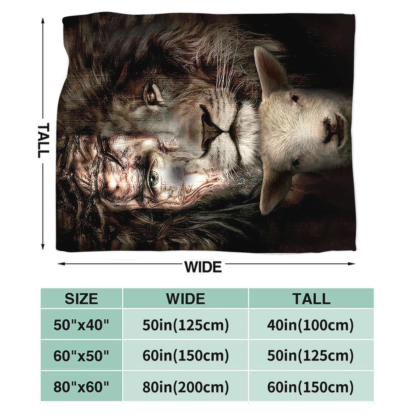 Tijuboni Jesus Lion Lamb Throw Blanket Christian Religious Gifts for Women Men Girls Boys Kids Adults Soft Flannel Fleece Blanket for Couch Sofa Bed Home Decor 40"x50"