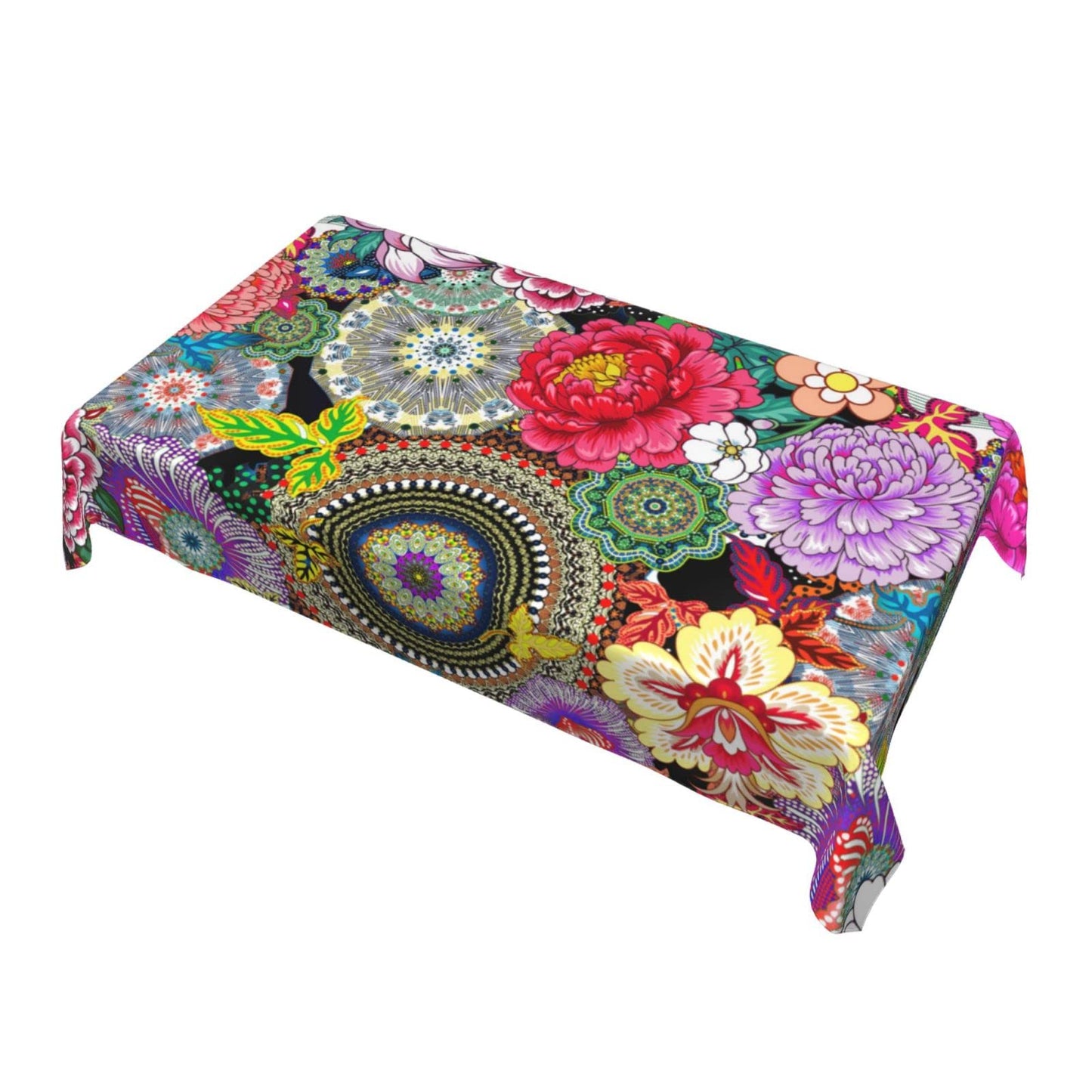 Mandala Flower Tablecloth Table Cover Washable Tabletop for Kitchen Dinning Decoration Rectangle 60x90inch