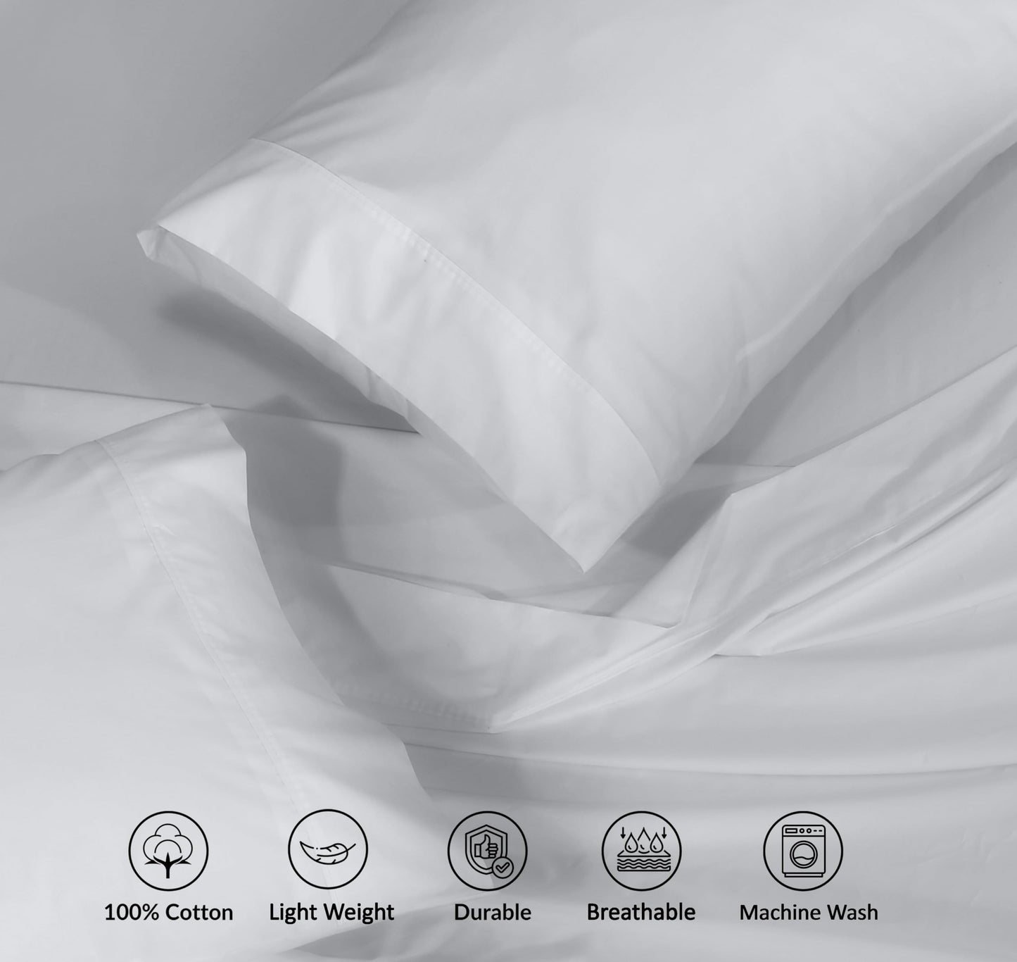 RUVANTI 100% Cotton Percale Sheets, Full Size, Quiet Gray