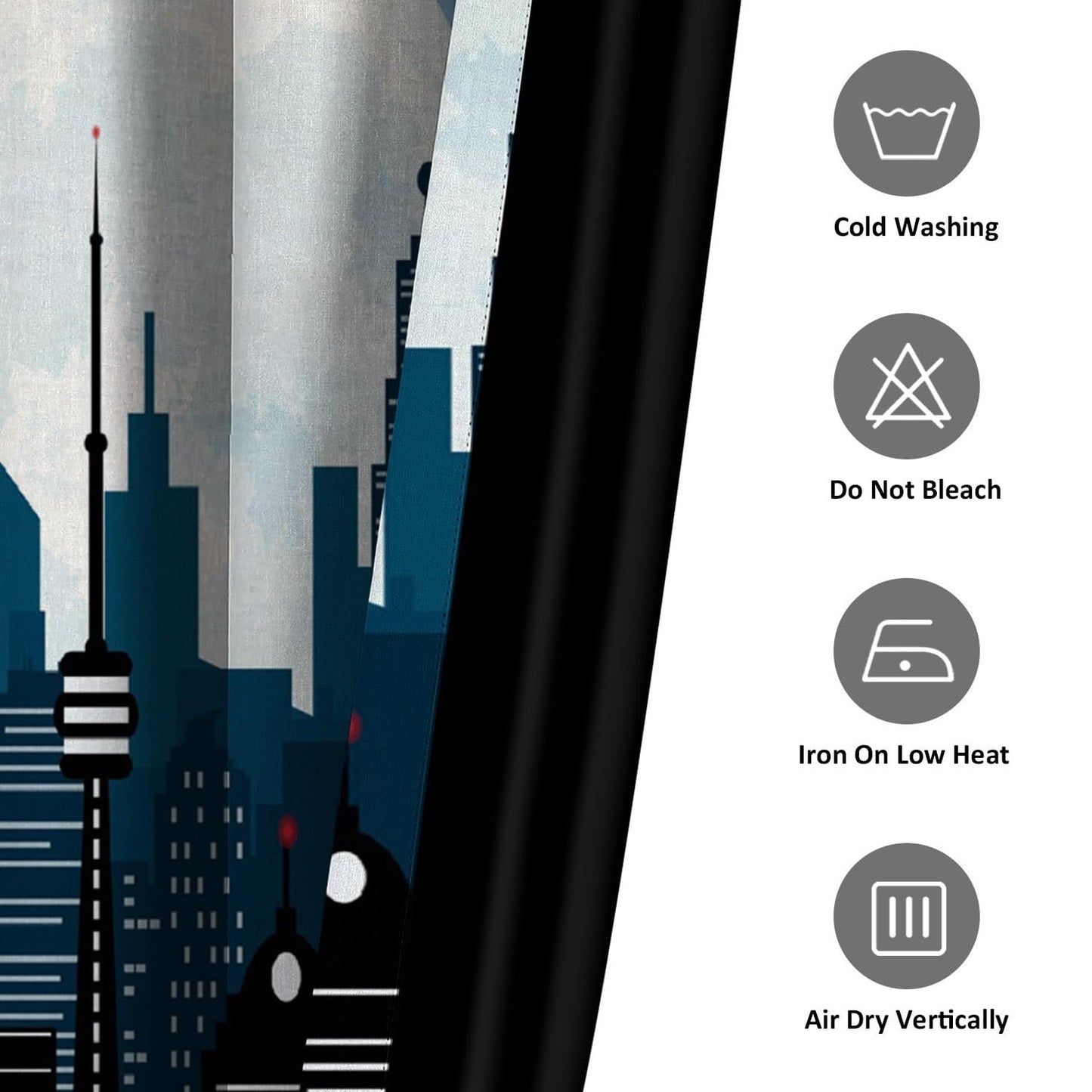 TTQYFNM Cartoon Super City Blackout Curtains Urban Night Moon Skyline City Buildings Window Drapes Superhero Cityscape Window Curtain Treatments for Kids Bedroom Living Room 2 Panel Set,42x63inch