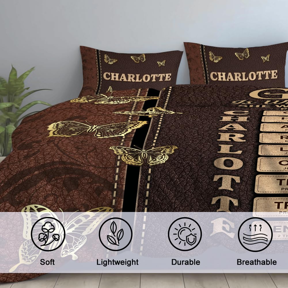 ONPRINTS Christian Bedding Set – Inspirational Bible Verse Comforter – Religious Bedding for Women, Faith Gift for Mom, Daughter, Sister, Birthday & Religious Gifts (Butterfly Affirmation)