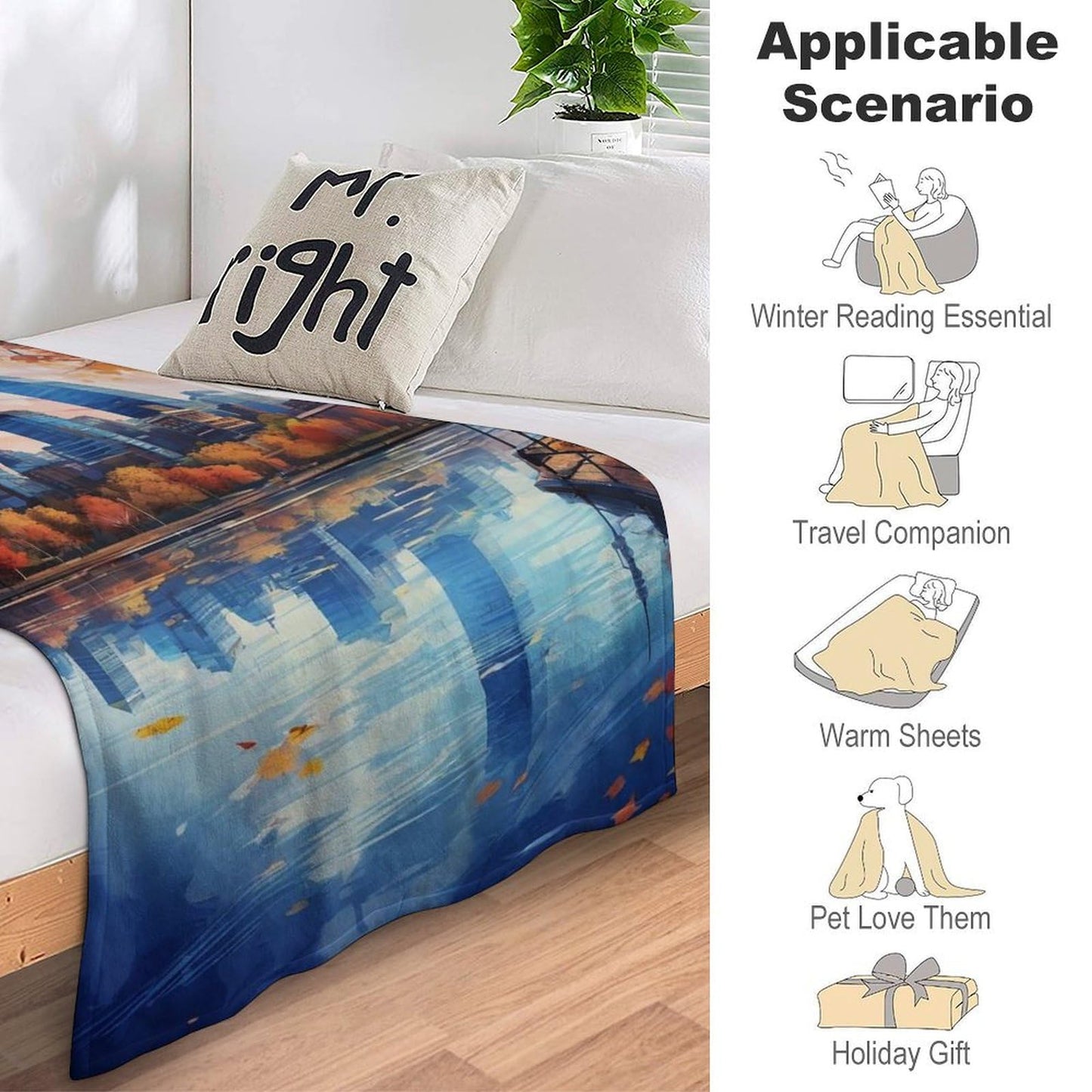 Boston Massachusetts City Skyline Landscape Abstract Blanket Soft Flannel Lightweight Blanket Outdoor Travel Carry Living Room Bedroom Sofa Decoration Gifts 60x80 Inch