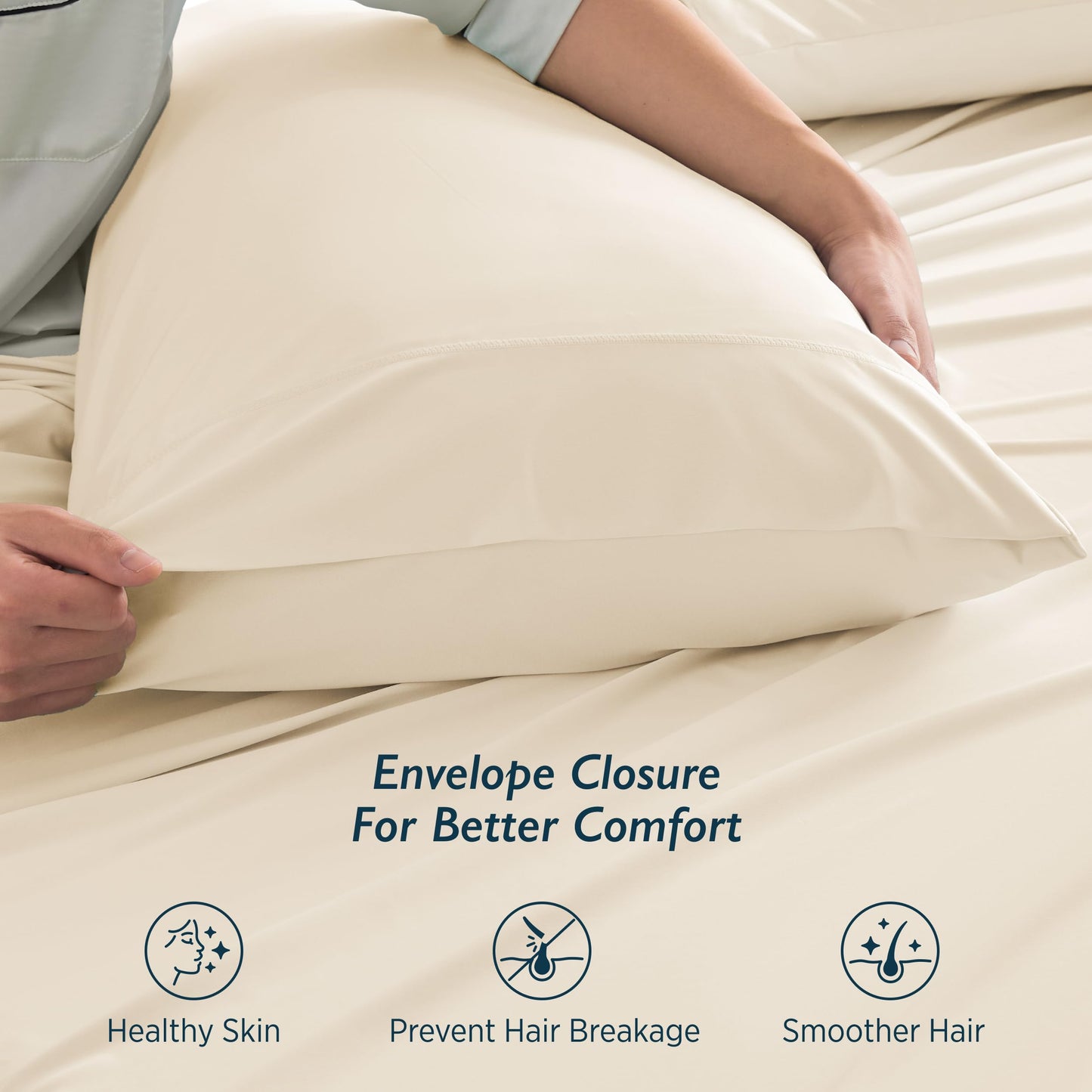 Breescape Cooling Pillow Cases King Size Set of 2, BlendTek™ Cooling Technology for Hot Sleepers & Night Sweats, Silky Soft Cool Pillowcases for Hair & Skin Care, 20" x 36", Ivory