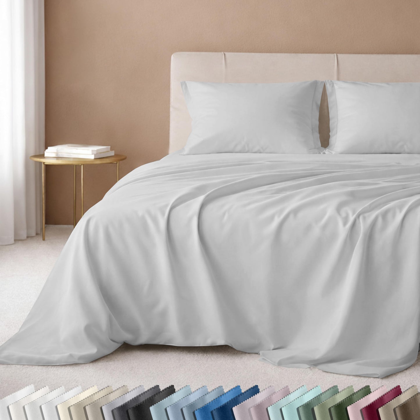 California Design Den Queen Sheets Set - Luxury 600 Thread Count Sateen, 100% Cotton Sheets Queen Size, Deep Pockets, Soft, Crisp and Durable Bedding - Silver Mist