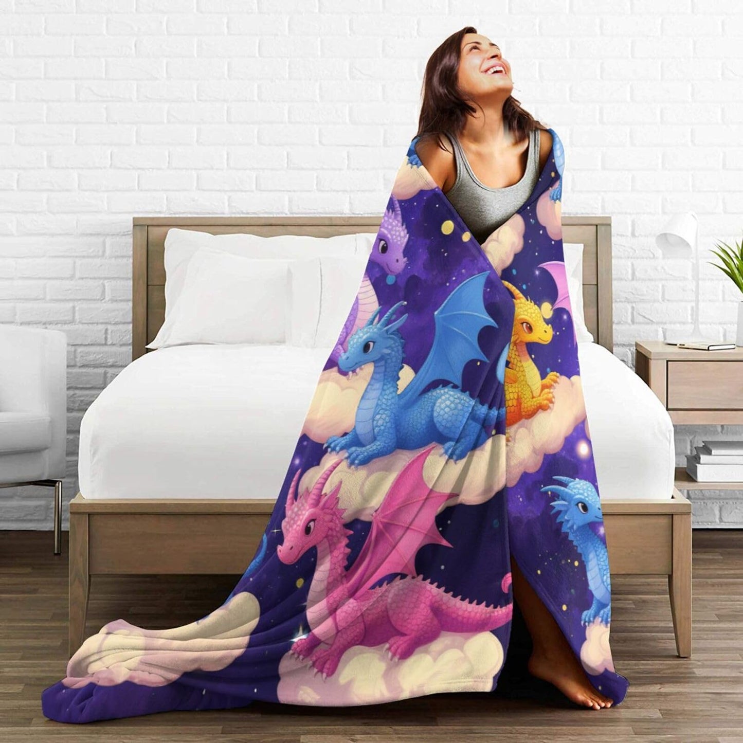 Dragon Throw Blanket - Soft Plush Fleece Bedding Blankets- Cozy Funny Dragon Stuff Gifts for Girls Boys Kids Women 40"X50"