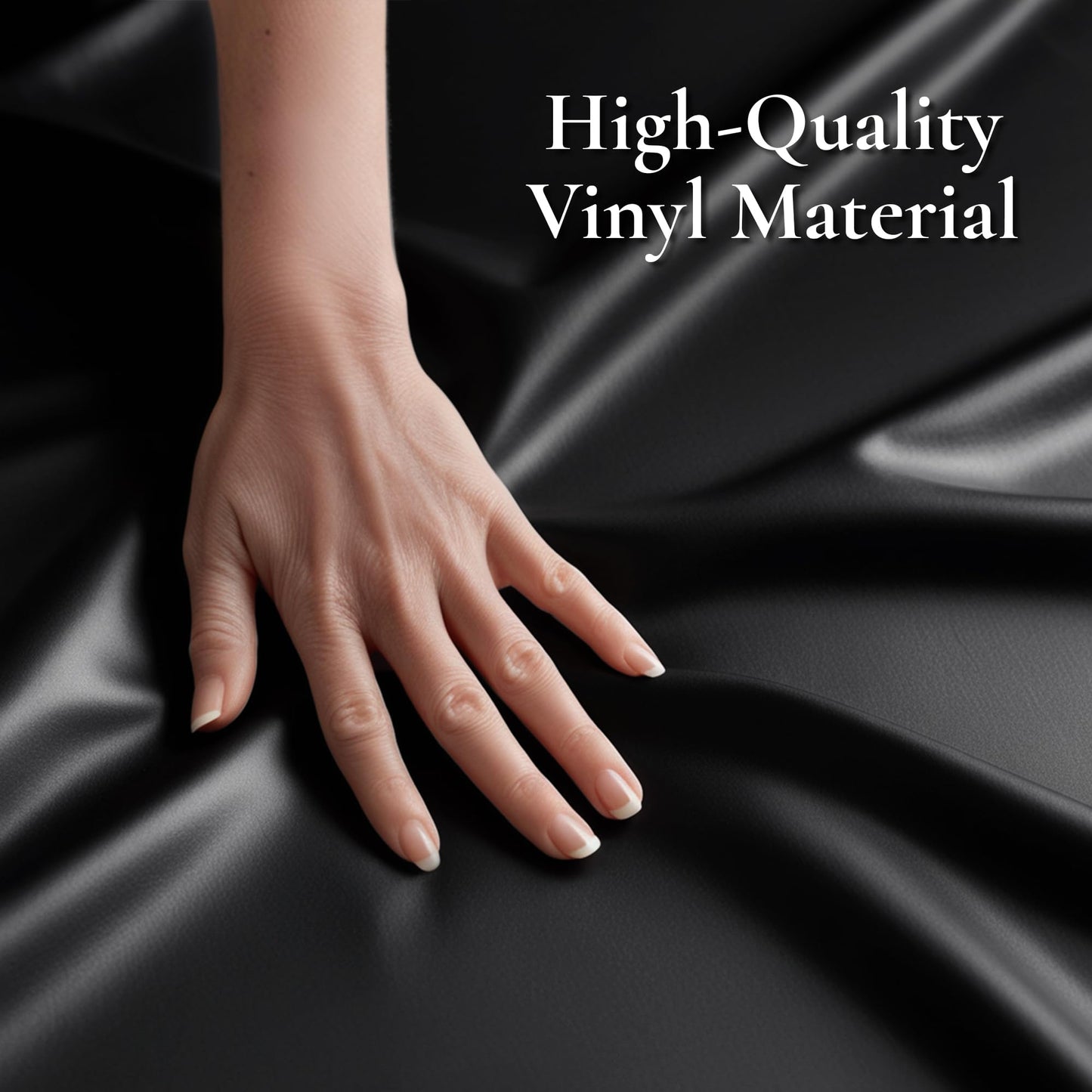 Vinyl Waterproof Fitted Sheet, California King 72 x 84 inches, 15.75" Deep Pocket, Phthalate-Free Black Wipe-Clean Mattress Protector with Side Pocket & Repair Kit, for Massage Oil & Silicone