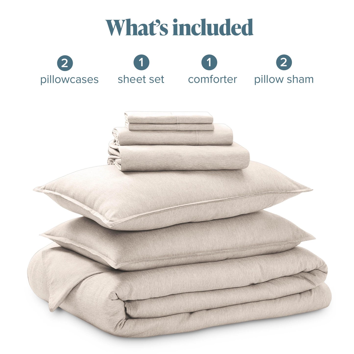 Bare Home Bed-in-A-Bag 7 Piece Comforter & Sheet Set - King - Goose Down Alternative - Ultra-Soft 1800 Premium Bedding Set - Cationic (King, Heathered Pebble)