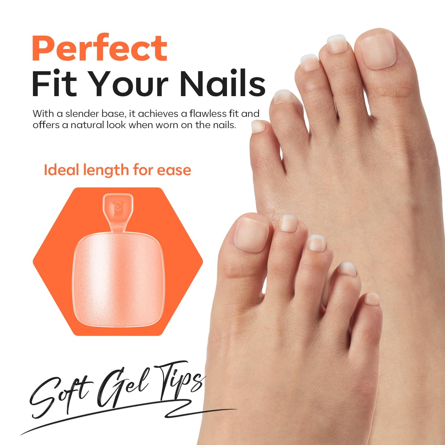 Modelones Toe Nail Tips Short Square Soft Gel Tips Squoval Fake Press Ons Toe Nails Matte Full Cover Pre-shape Extension Home DIY Salon 240Pcs 15Sizes