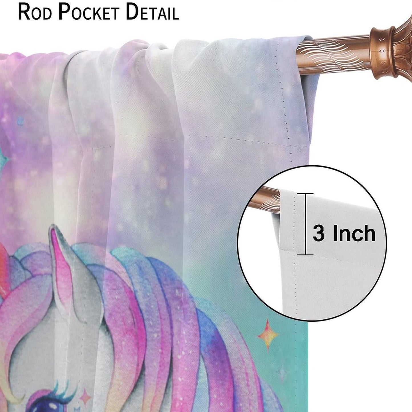 Rainbow Unicorn Bedroom Curtains,Purple Pink Dream Universe Starry Sky Kids Bedroom Living Room Window Treatments Curtains 42x45 Inch