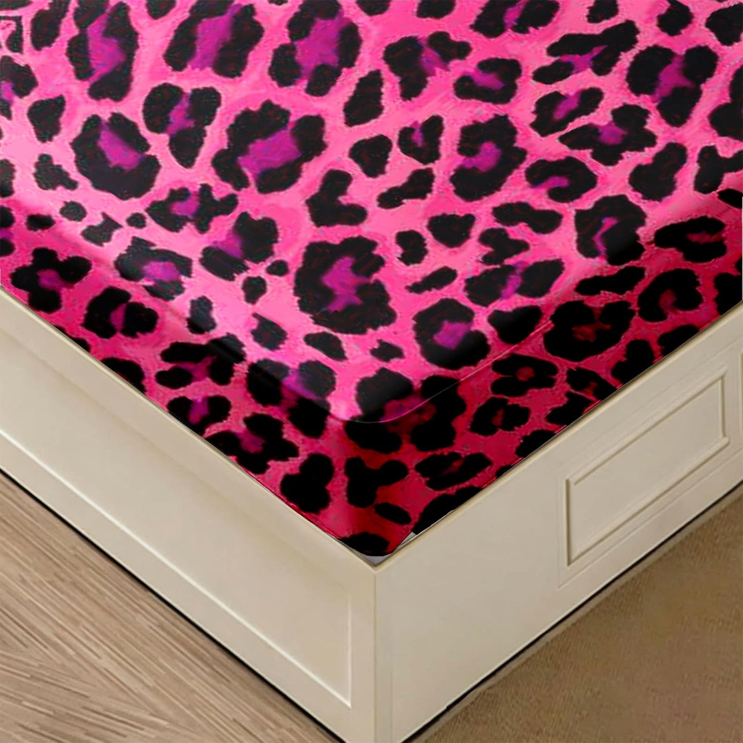 MUSOLEI Colorful Girl Fitted Sheet Set Leopard Print Sheet, 3D Rainbow Bedding Set Girls Twin Sheets 2PCS Boho 1 Fitted Sheet with 1 Pillowcase Wrinkle Free Cozy Microfiber Twin Sheets for Girls (T)