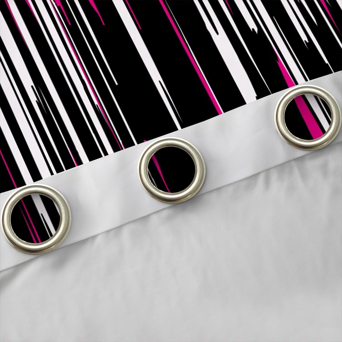 Ombre Hot Pink Black Curtains for Bedroom Living Room Girls Kids (2 Panels, 42 x 63 Inch) Stripes Blackout Curtainsative Geometric Darkening Dreapes Modern Striped Art Window Treatments Abstract