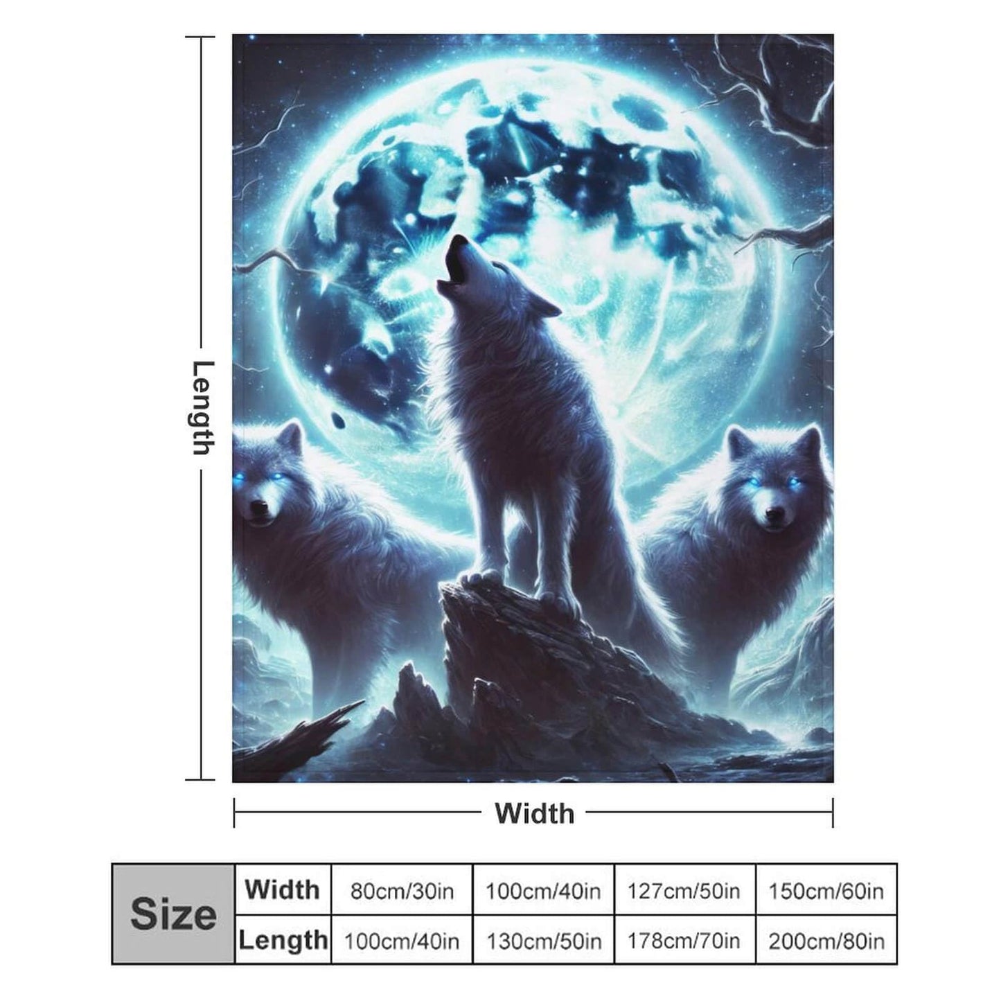 BaXiCustom. Wolf Throw Blanket 50"x40" - Soft & Lightweight, Cozy for All Season Use, Warm Cute Wolf Blankets for Lap, Chair, Sofa