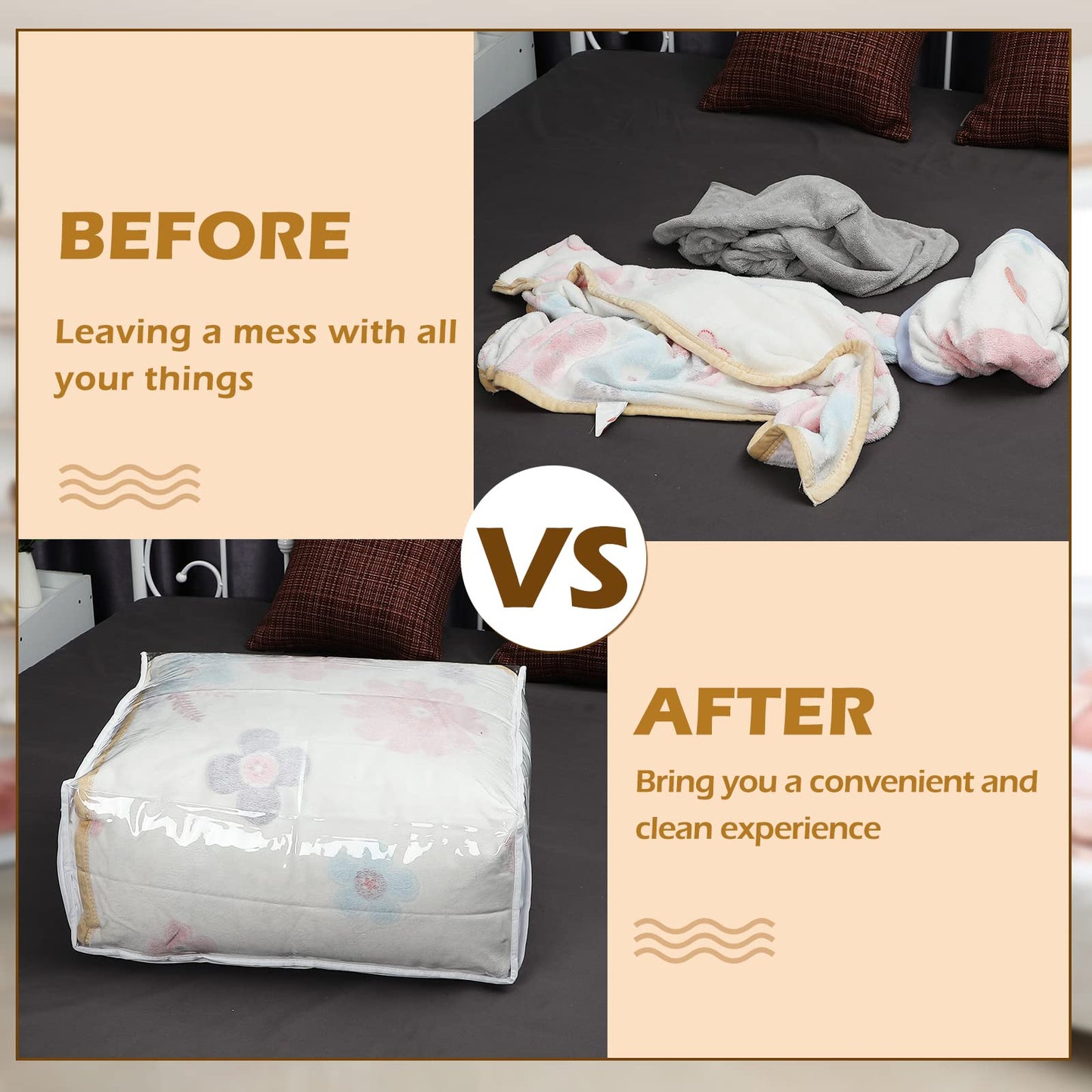 6 Packs Clear Zippered Storage Bags Sweater Moth Bags Vinyl Plastic Storage for Blankets Clothes Bed Sheet Organizer with Zipper for Closet Linen Sweater Clothes Comforters Pillow(24 x 20 x 10 Inch)