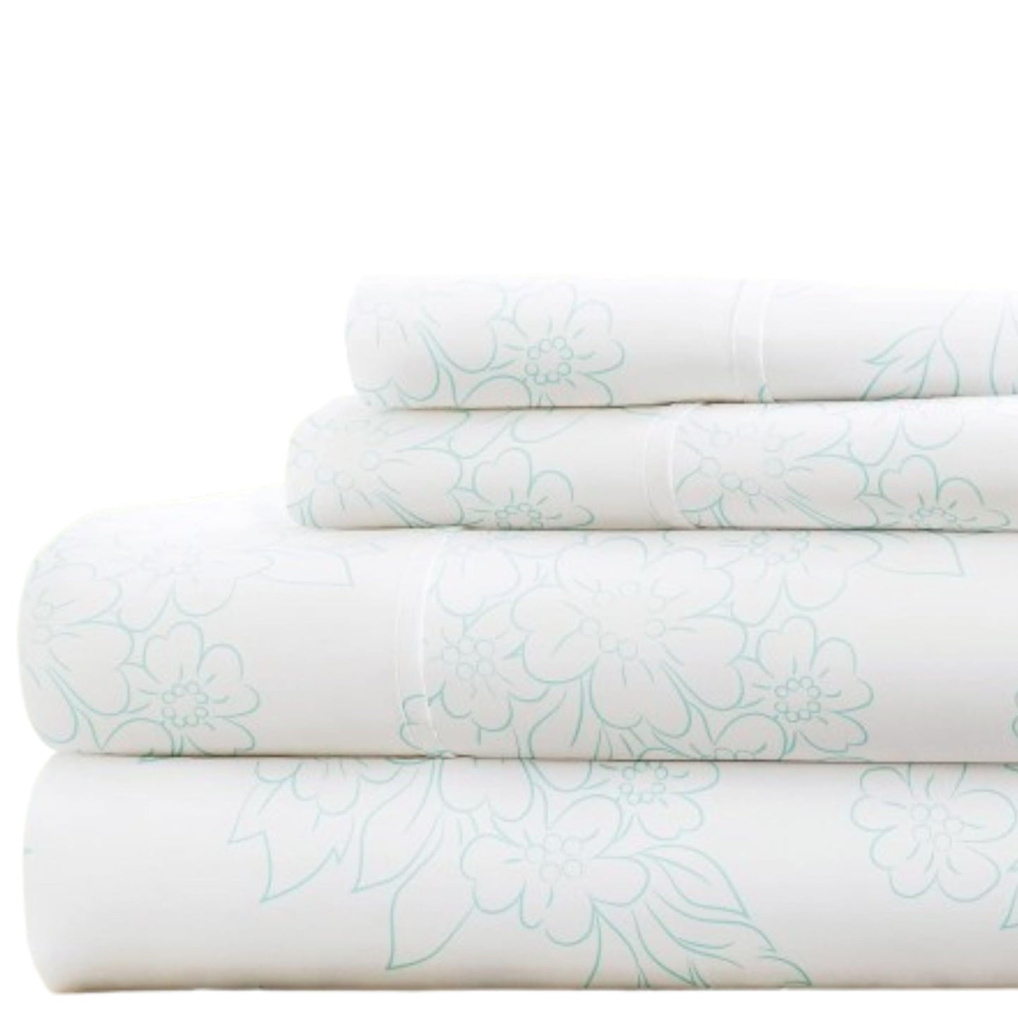 Simply Soft 4 Piece Sheet Set Vines Patterned, Full, Aqua (SS-4PC-VINE-FULL-AQ)