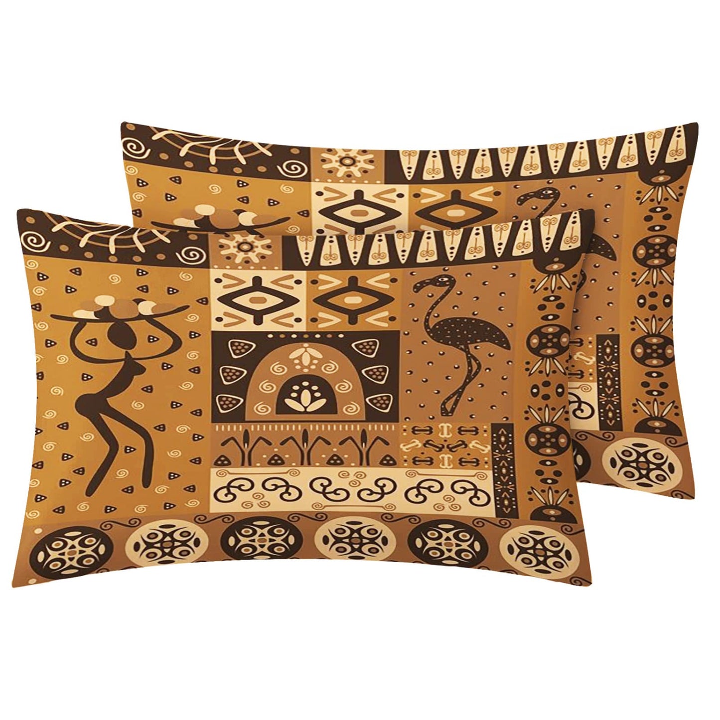 NOGAWA Aztec Tribe Sheets Queen Size, Nationality Bed Sheets, Patterned Bedding Sheets & Pillowcases 4 Piece Set - Soft Microfiber Deep Pocket Fitted Sheet & Flat Sheet & 2 Pillow Cases