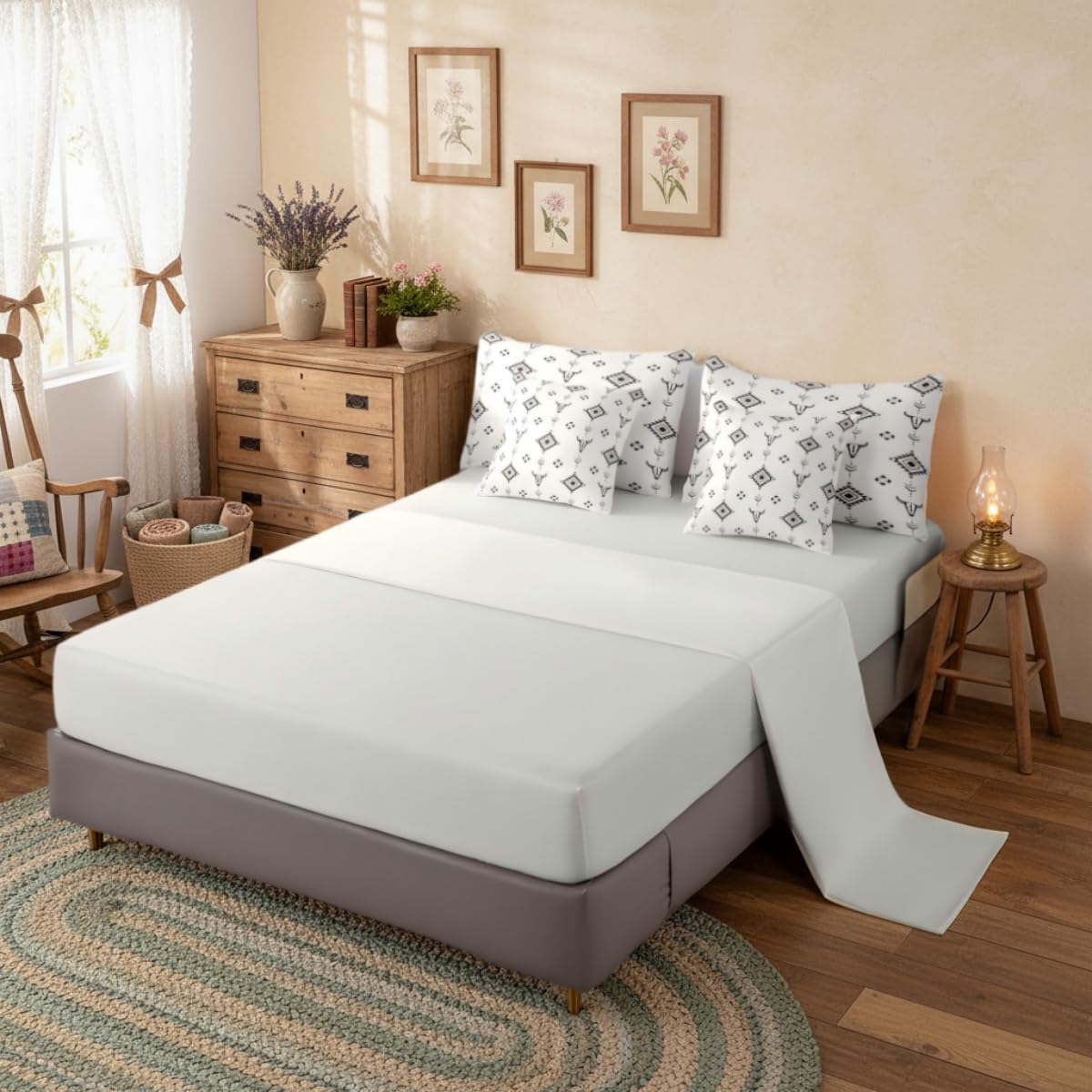 Erosebridal Western Aztec Comforter Set Queen Size, Boho Farmhouse Bedding Set 7 Piece for Kids Boys Teens Bedroom Ethnic Southwest Bull Skull Cow Bed in A Bag American Native Southwestern Sheet Sets